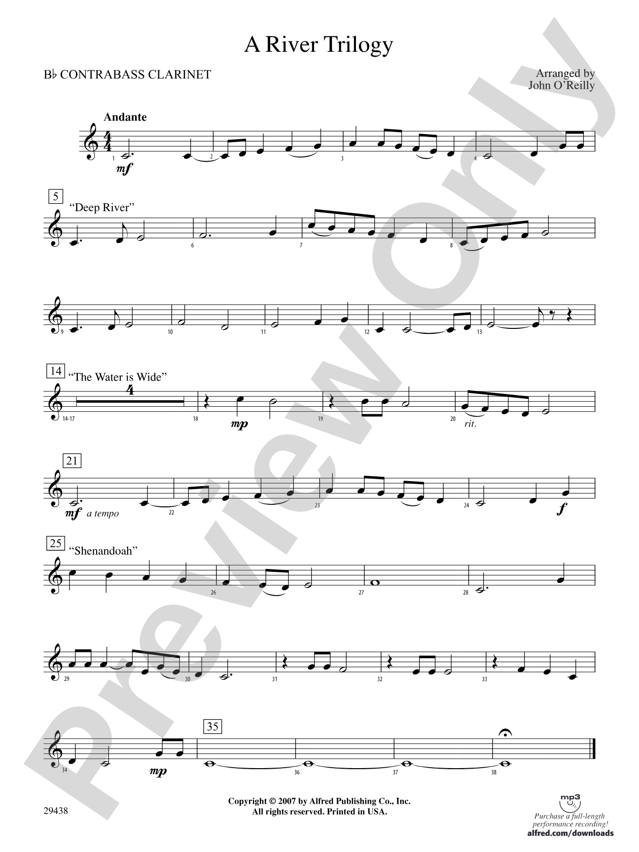 A River Trilogy: (wp) B-flat Contrabass Clarinet