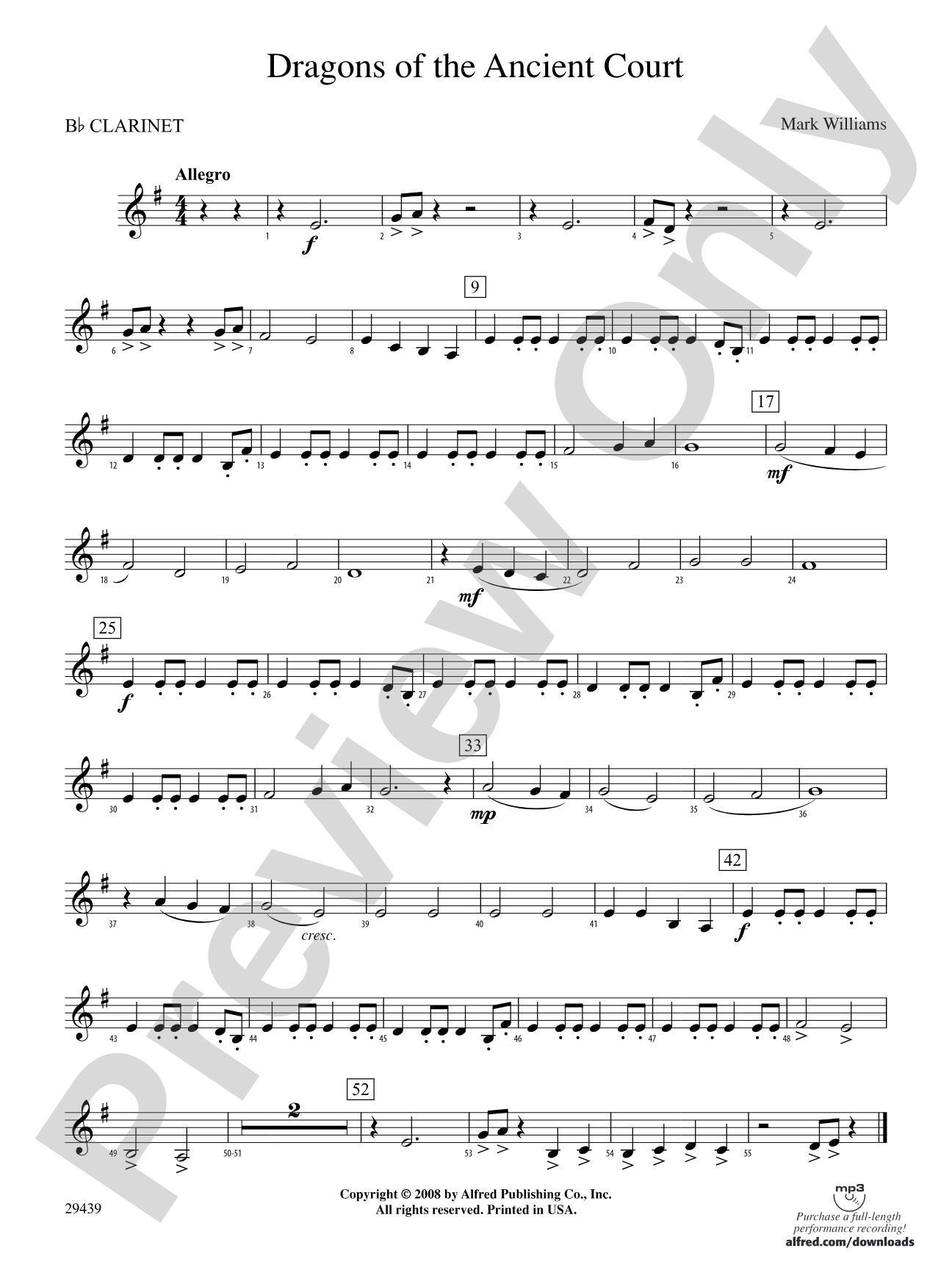 Dragons of the Ancient Court: 1st B-flat Clarinet