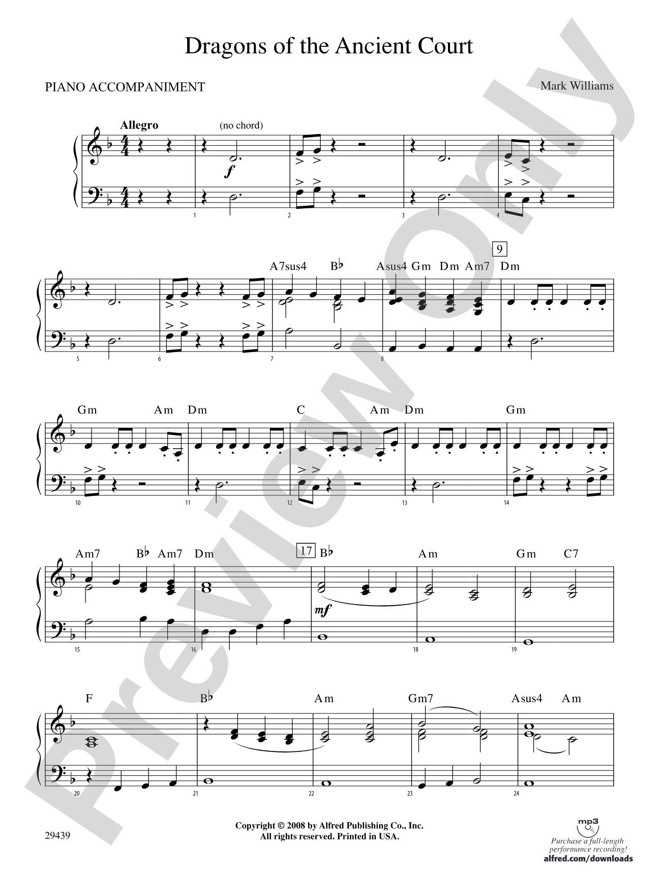 Dragons of the Ancient Court: Piano Accompaniment