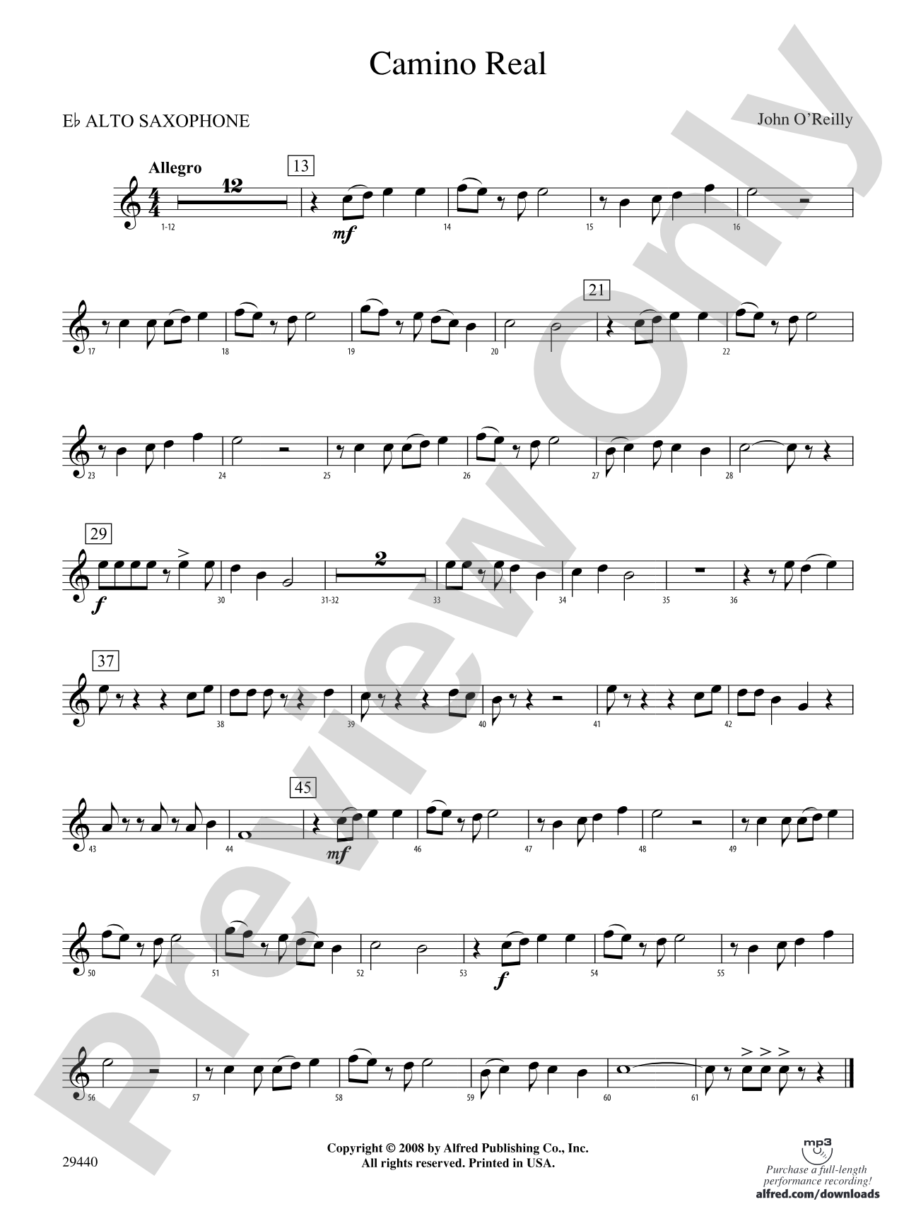 Camino Real: E-flat Alto Saxophone