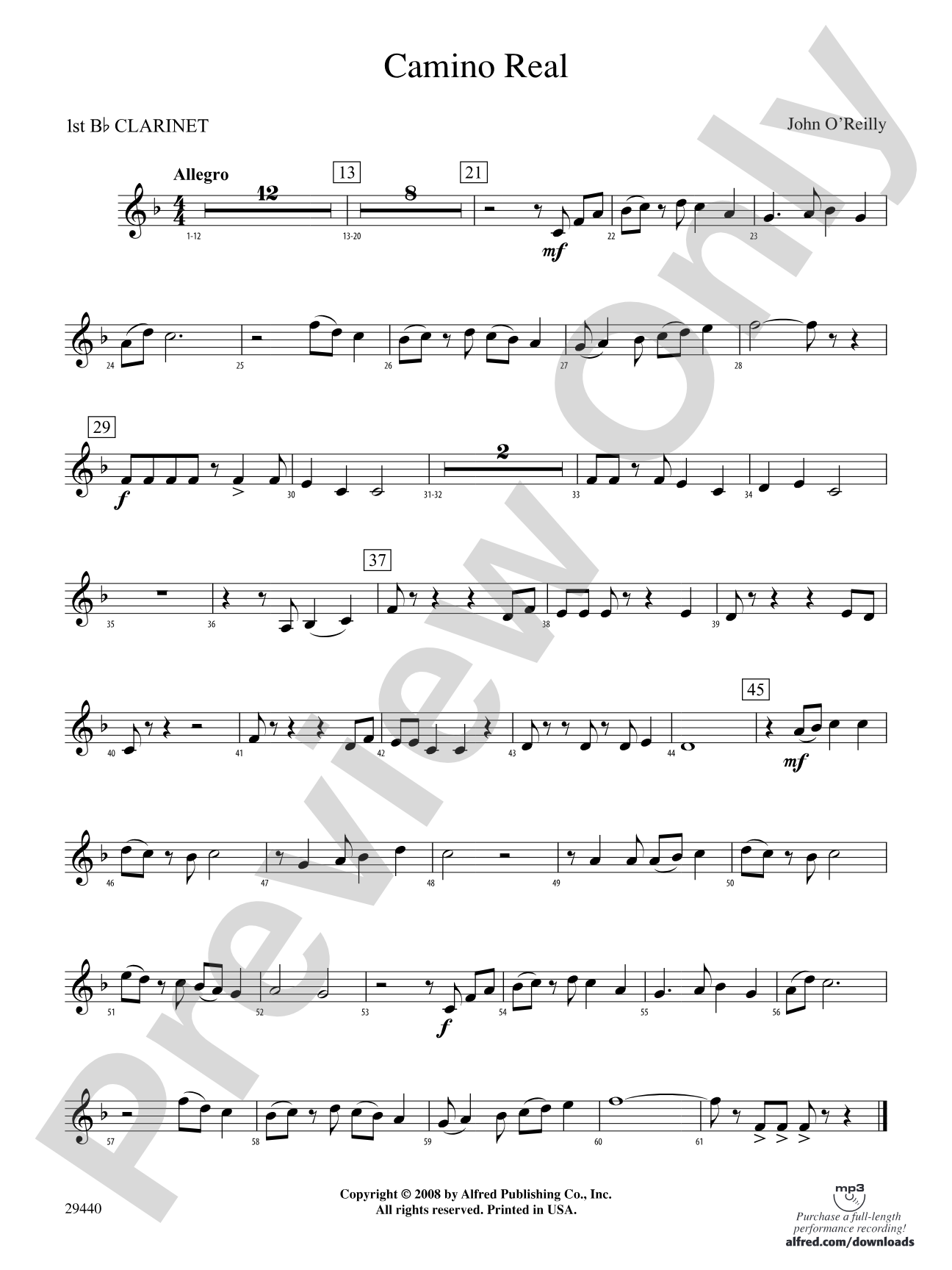 Camino Real: 1st B-flat Clarinet