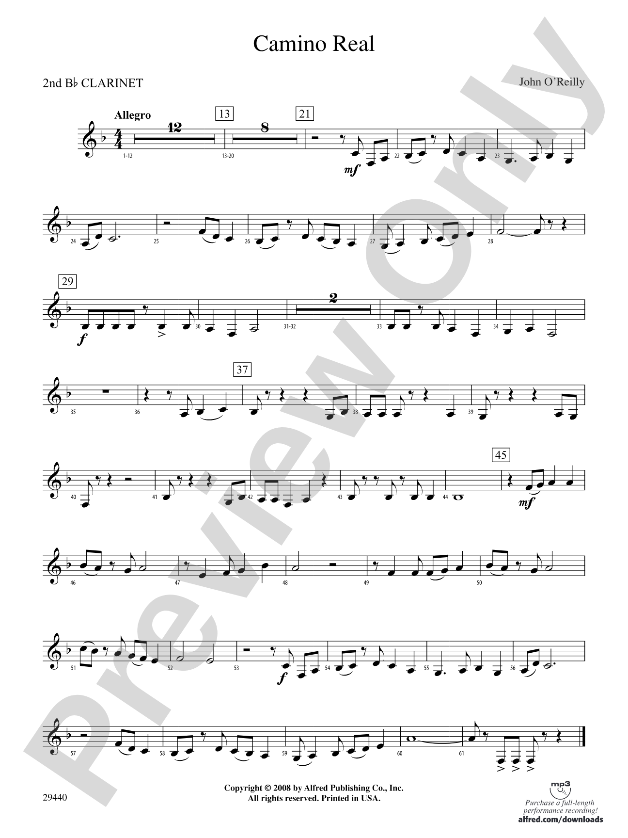 Camino Real: 2nd B-flat Clarinet