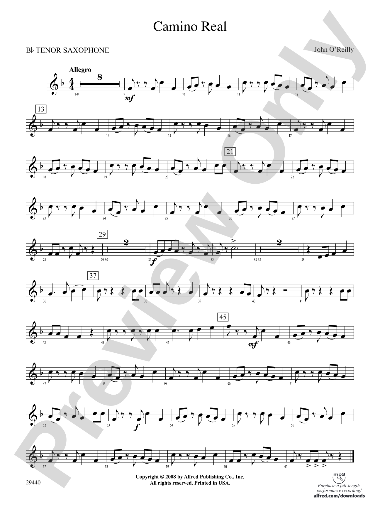 Camino Real: B-flat Tenor Saxophone