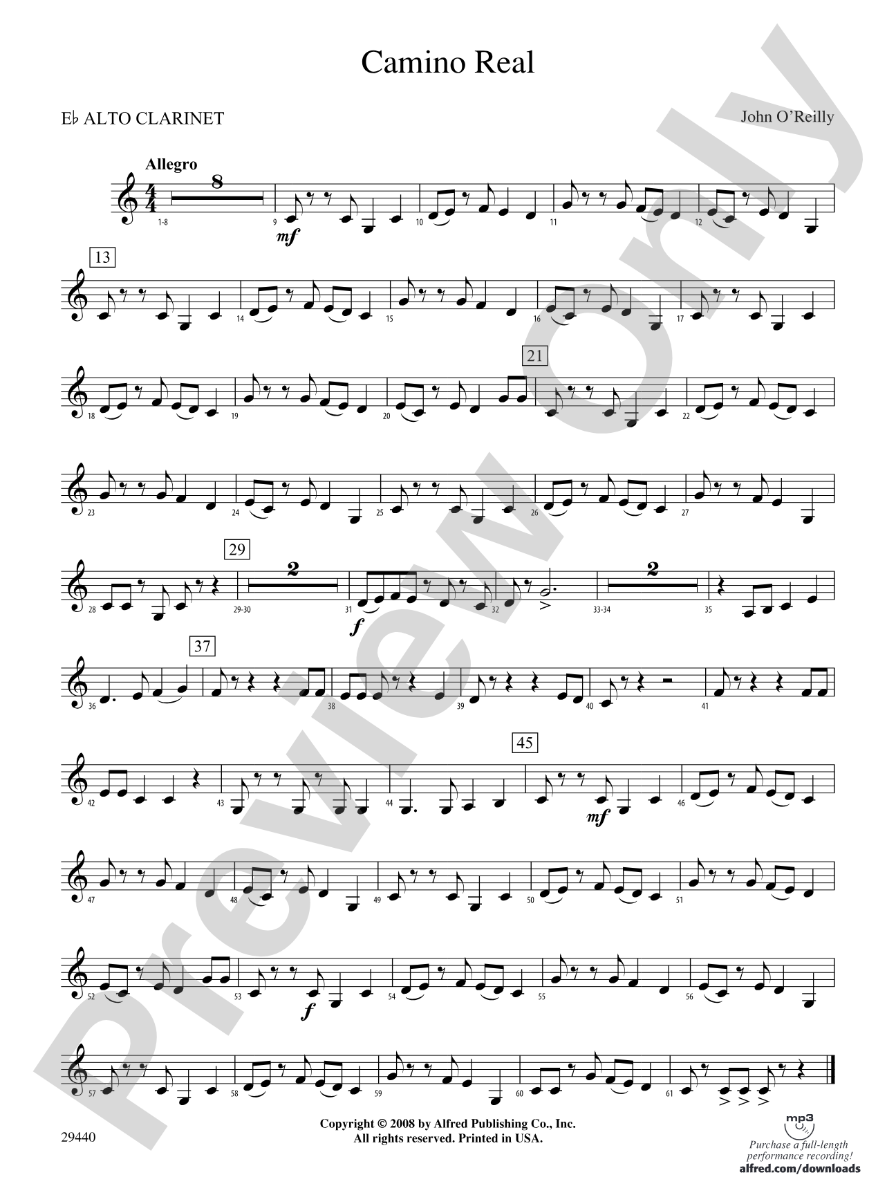 Camino Real: (wp) E-flat Alto Clarinet