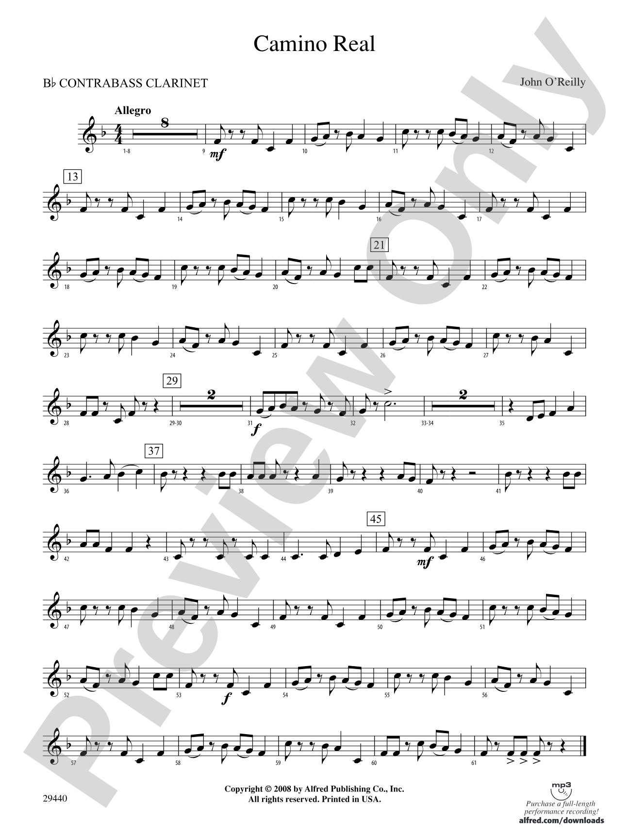 Camino Real: (wp) B-flat Contrabass Clarinet