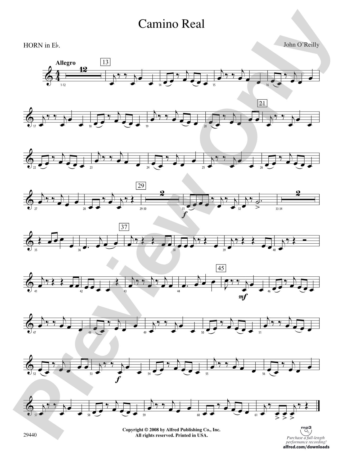Camino Real: (wp) 1st Horn in E-flat