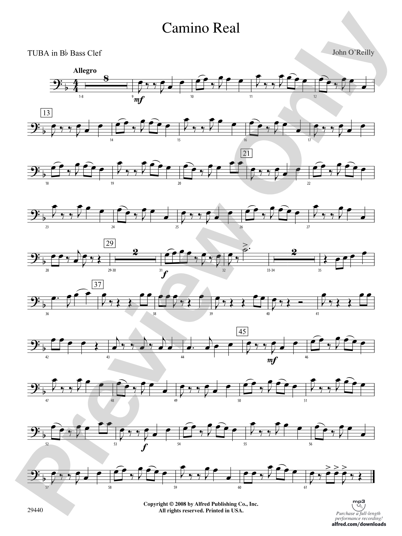 Camino Real: (wp) B-flat Tuba B.C.