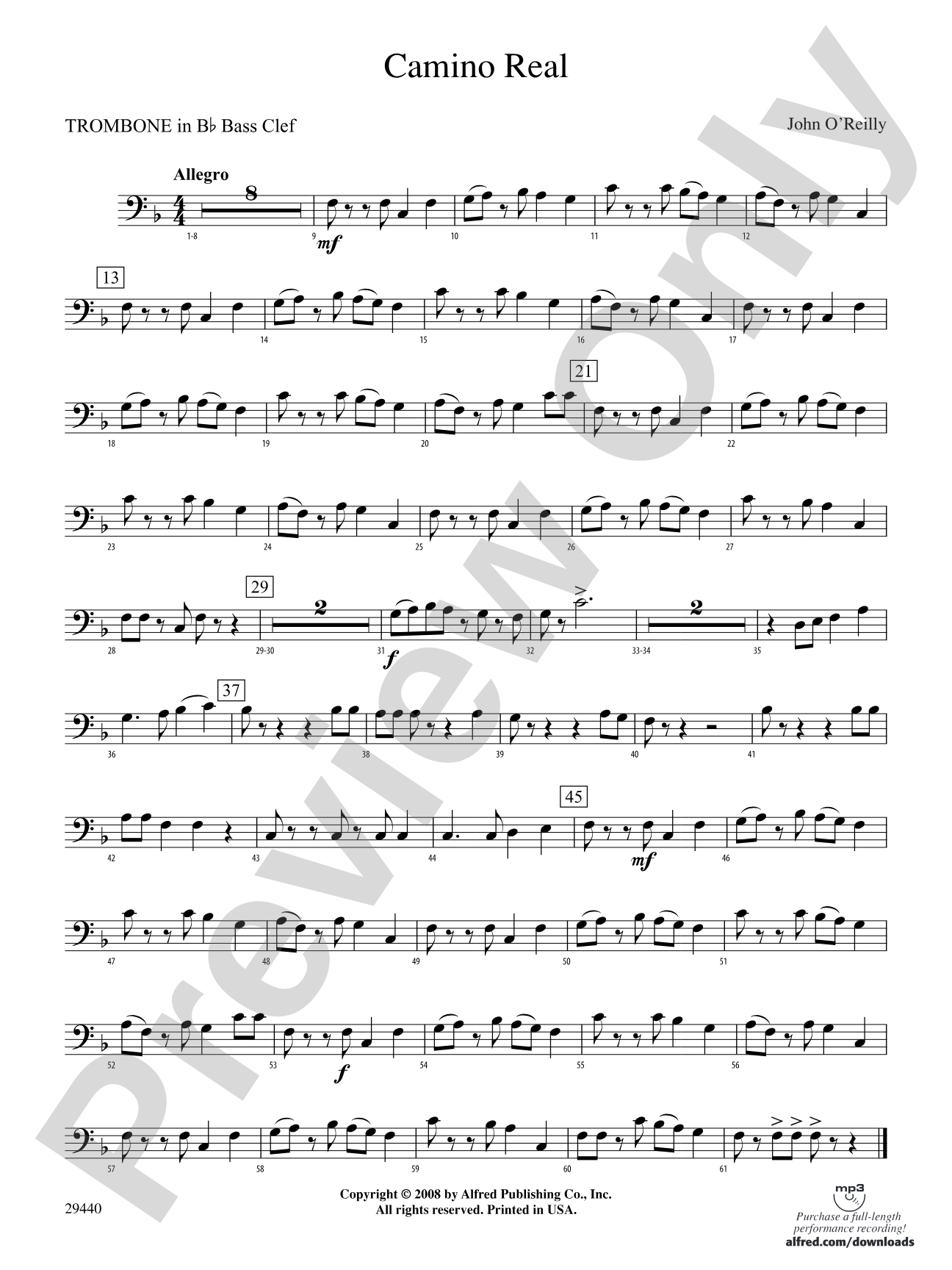 Camino Real: (wp) 1st B-flat Trombone B.C.
