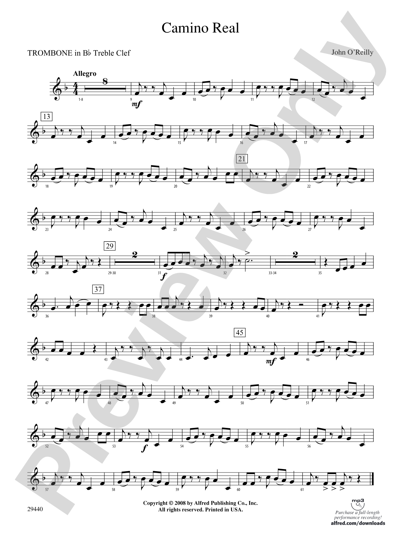 Camino Real: (wp) 1st B-flat Trombone T.C.