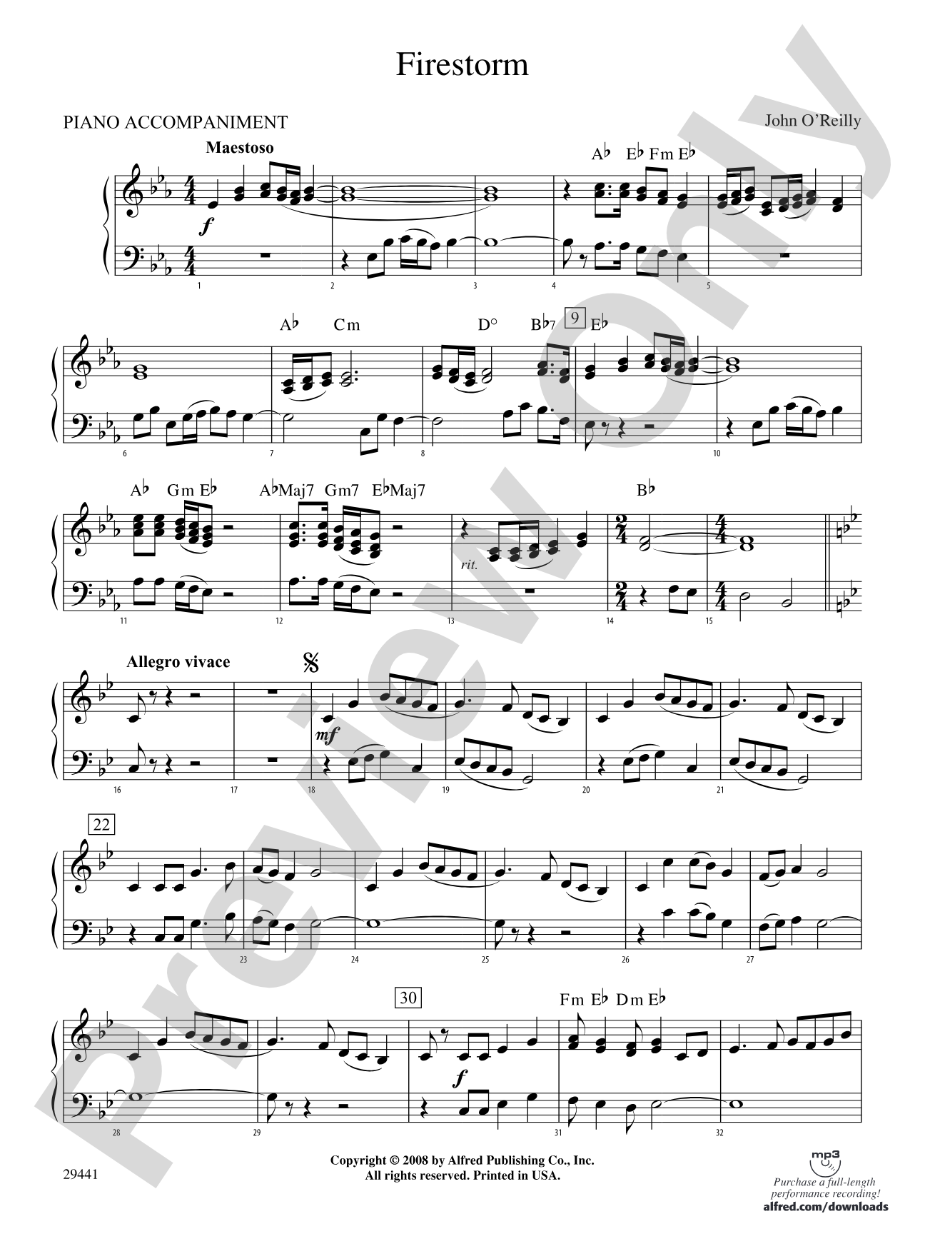 Firestorm: Piano Accompaniment