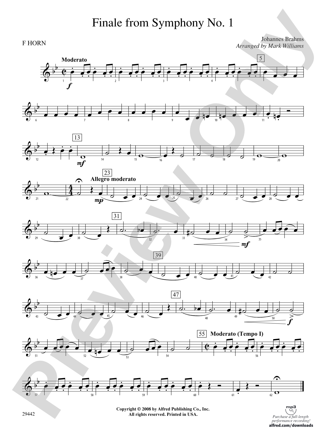 Finale from Brahms's Symphony No. 1: 1st F Horn