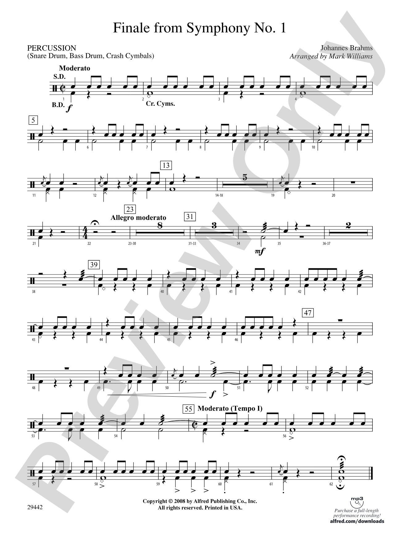Finale from Brahms's Symphony No. 1: 1st Percussion