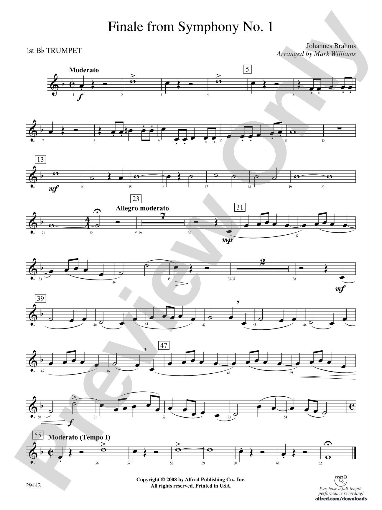 Finale from Brahms's Symphony No. 1: 1st B-flat Trumpet