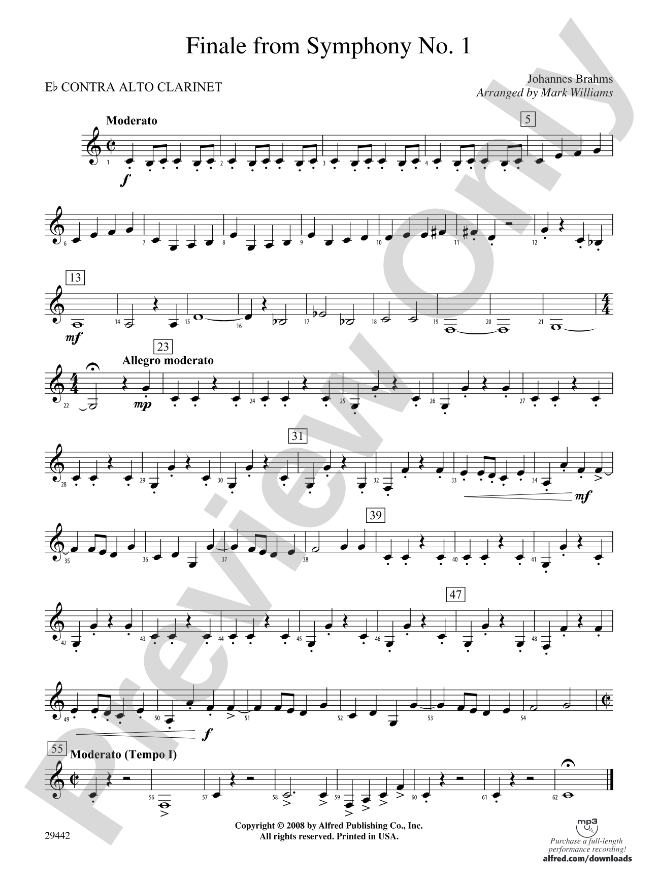 Finale from Brahms's Symphony No. 1: (wp) E-flat Contrabass Clarinet