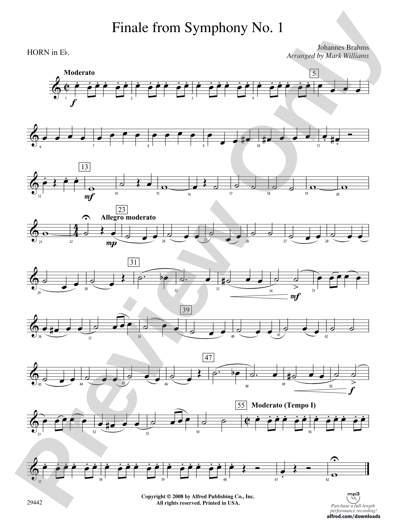 Finale from Brahms's Symphony No. 1: (wp) 1st Horn in E-flat