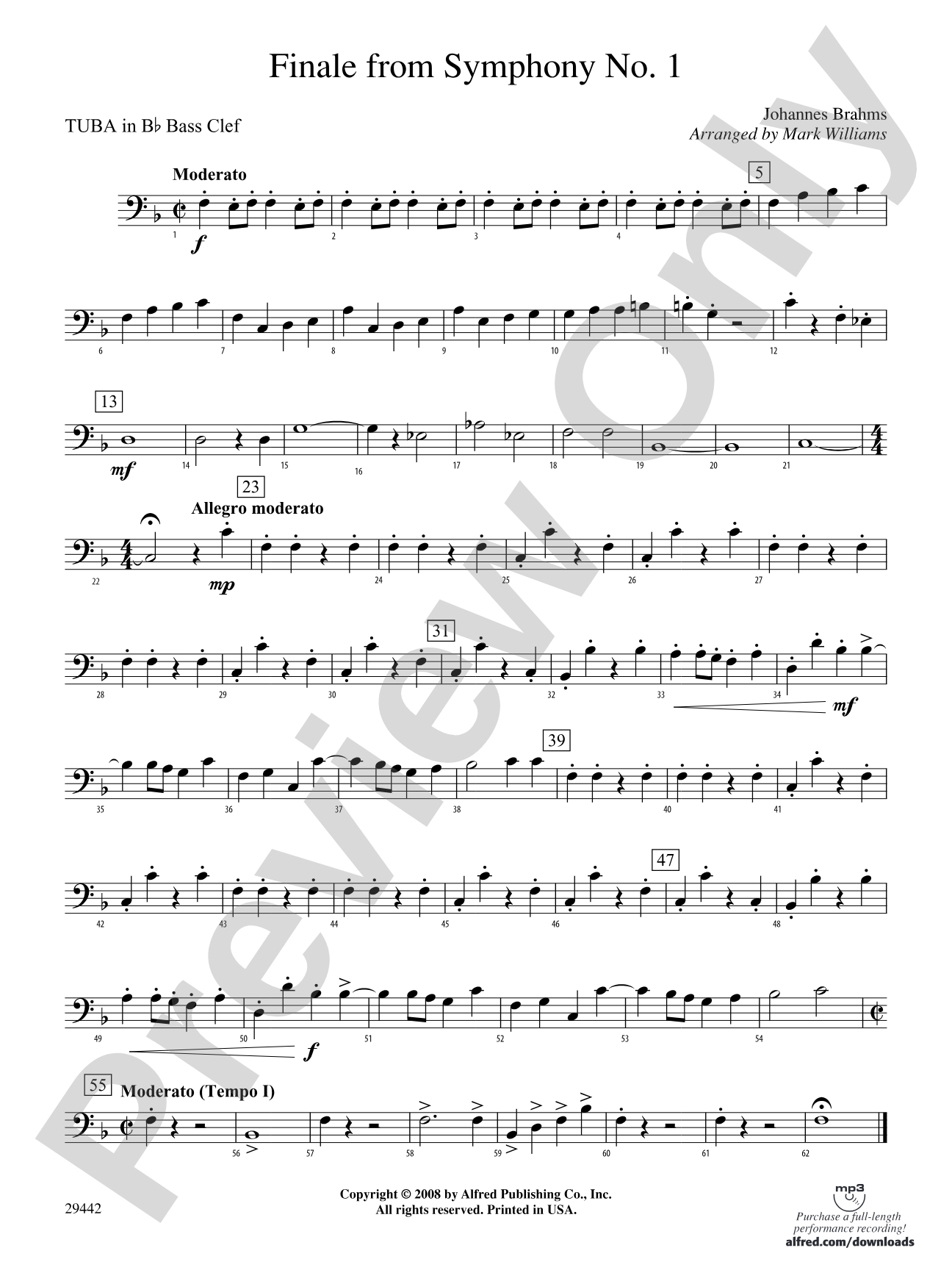 Finale from Brahms's Symphony No. 1: (wp) B-flat Tuba B.C.
