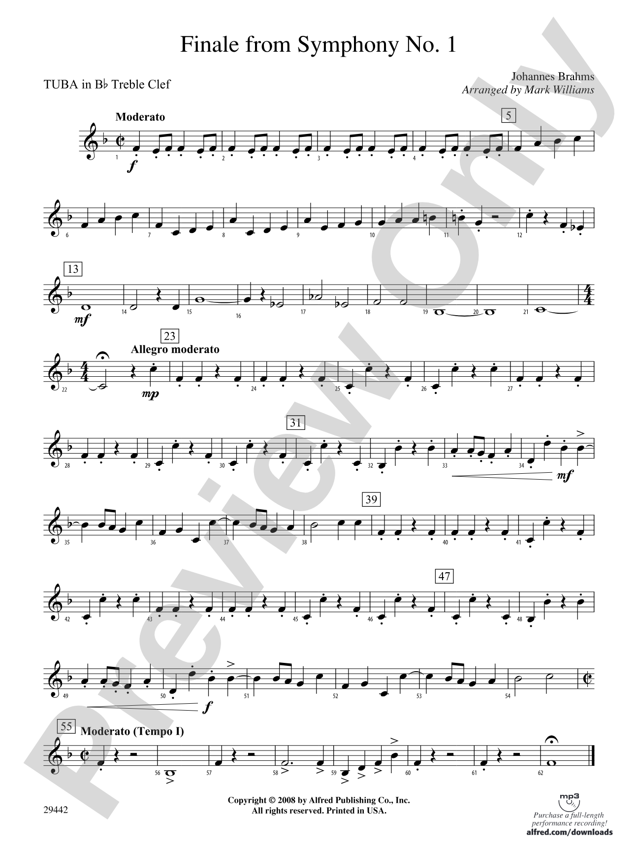Finale from Brahms's Symphony No. 1: (wp) B-flat Tuba T.C.