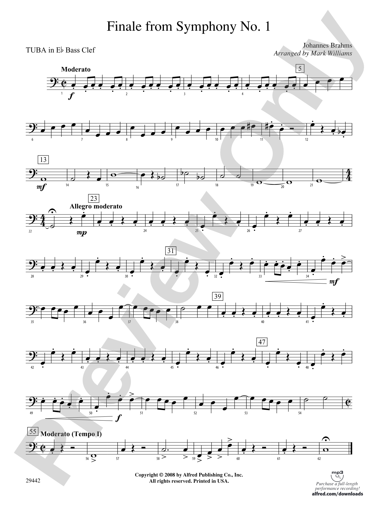 Finale from Brahms's Symphony No. 1: (wp) E-flat Tuba B.C.