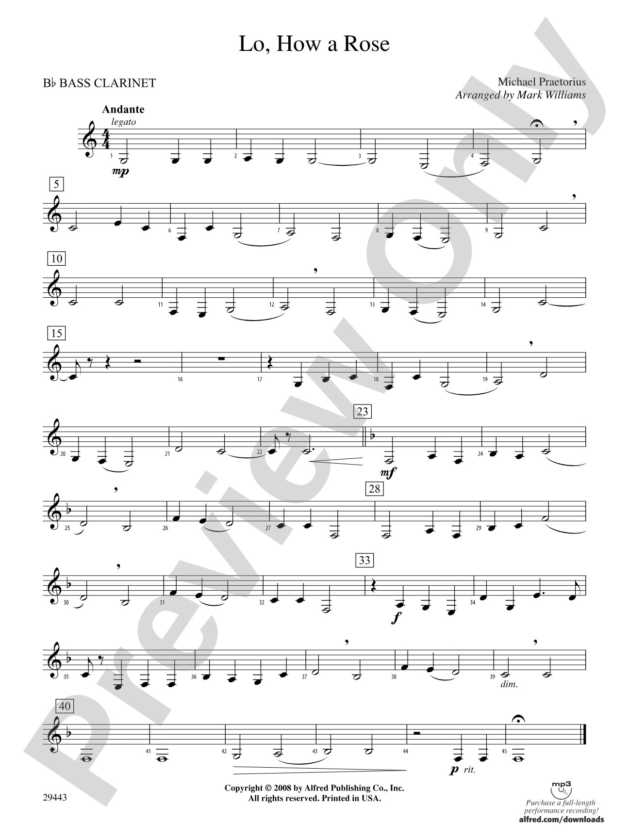Lo, How a Rose: B-flat Bass Clarinet