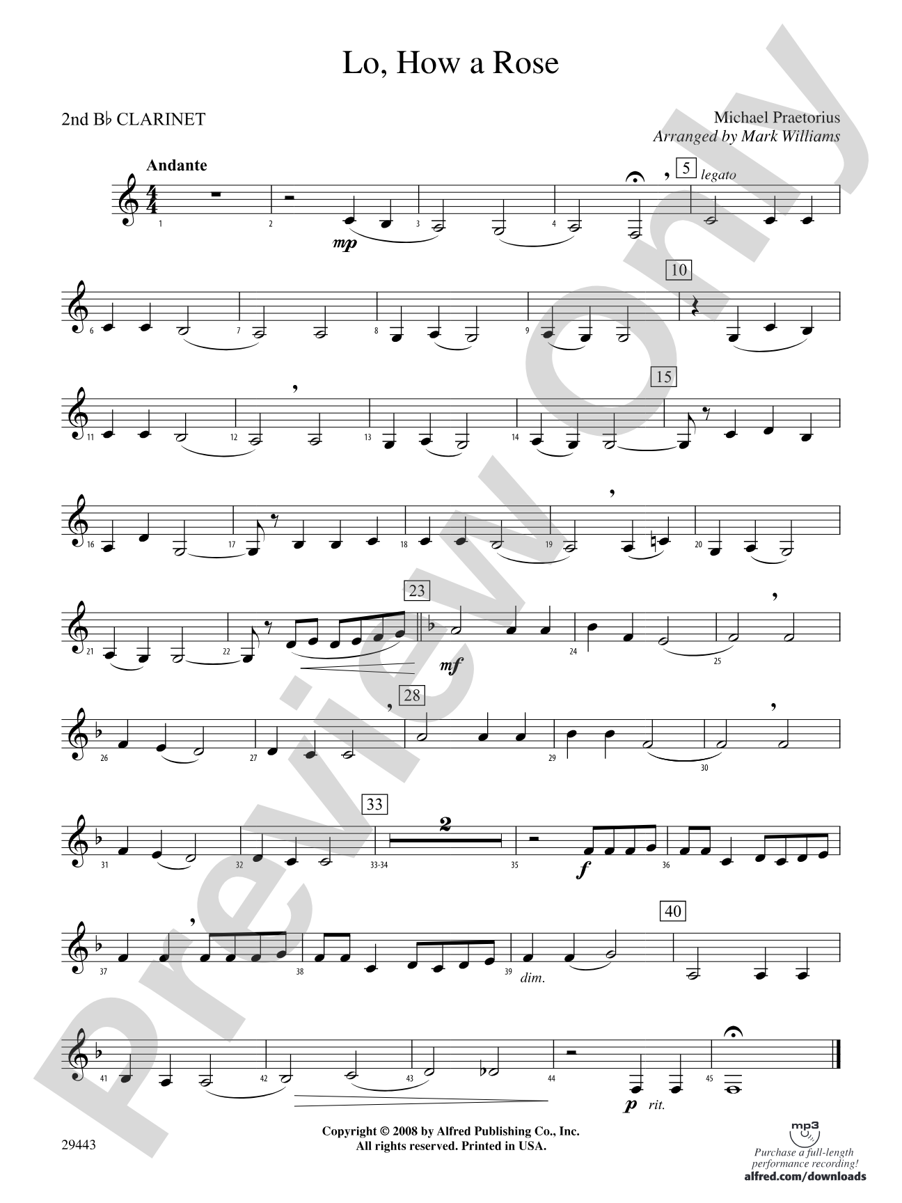 Lo, How a Rose: 2nd B-flat Clarinet