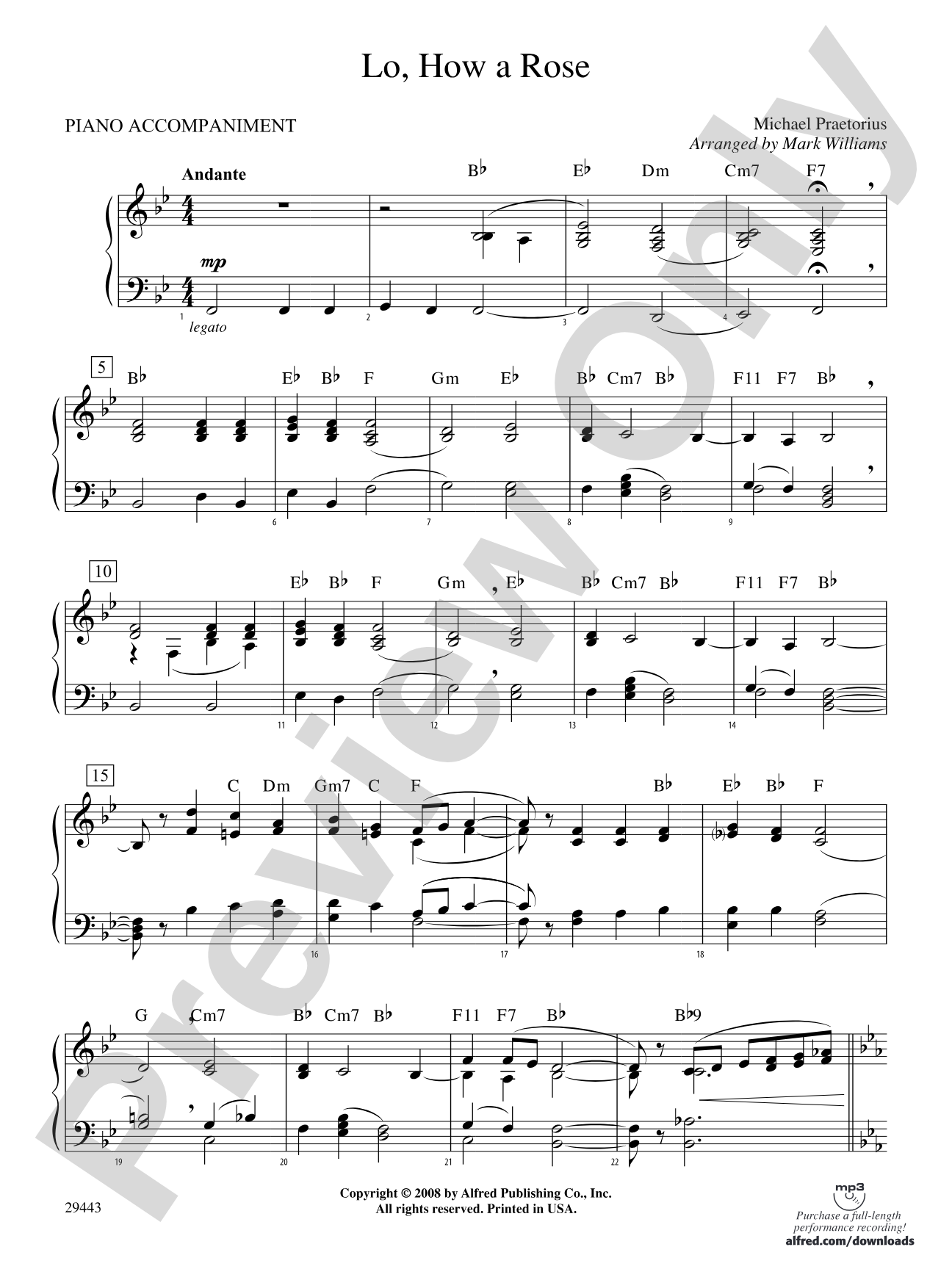 Lo, How a Rose: Piano Accompaniment