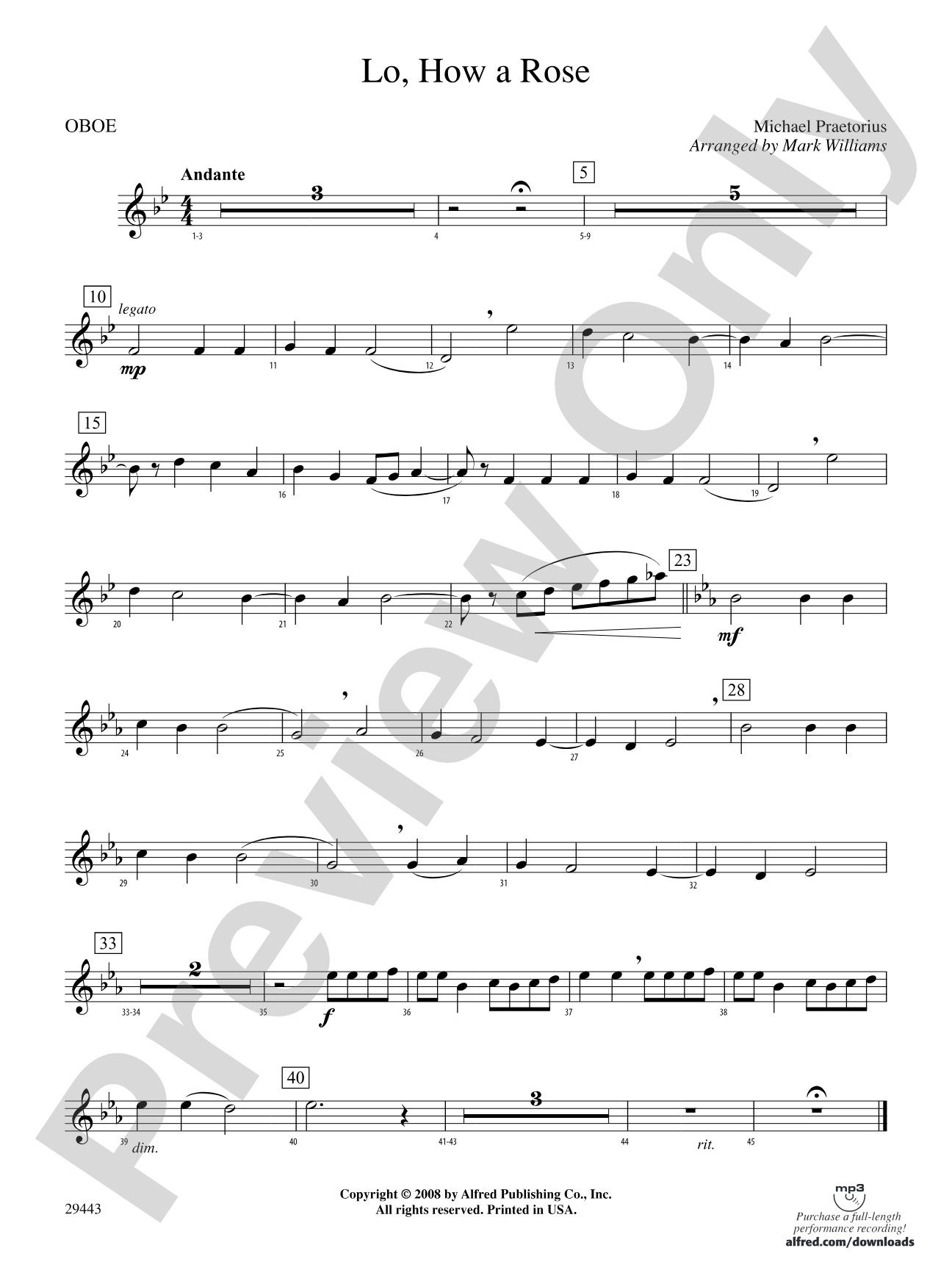 Lo, How a Rose: Oboe