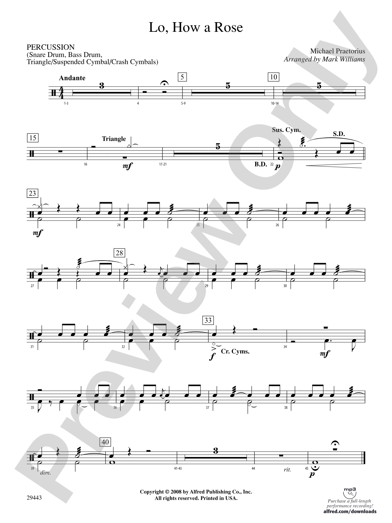 Lo, How a Rose: 1st Percussion