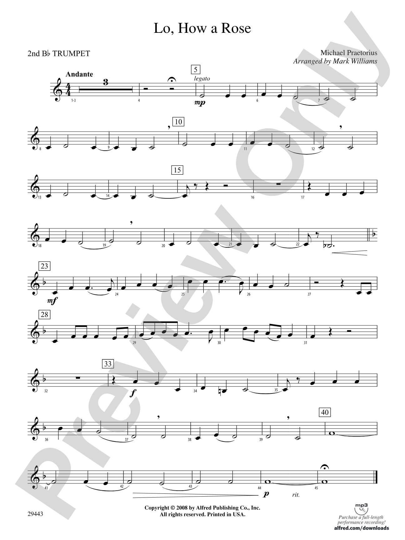 Lo, How a Rose: 2nd B-flat Trumpet