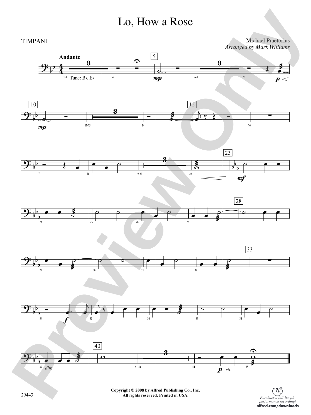 Lo, How a Rose: Timpani