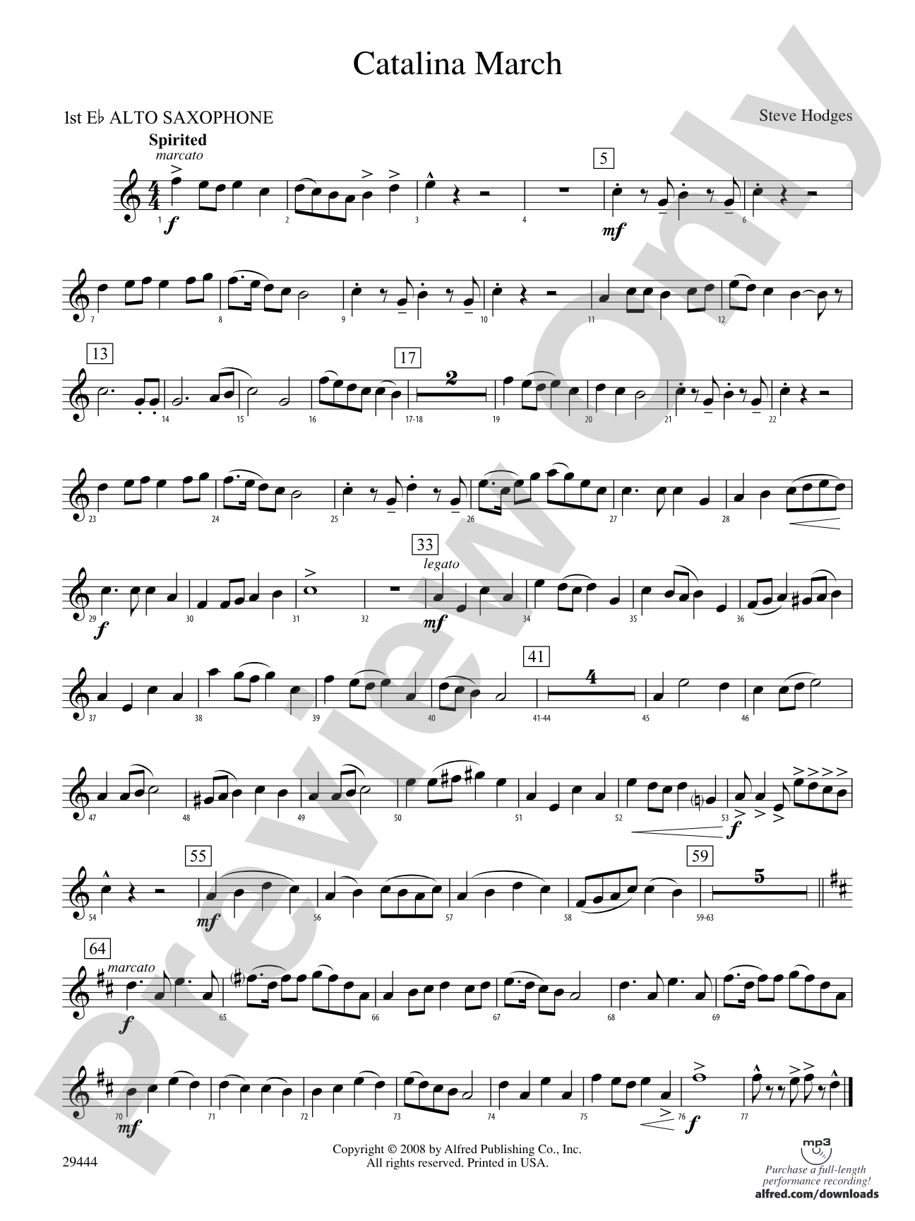 Catalina March: E-flat Alto Saxophone