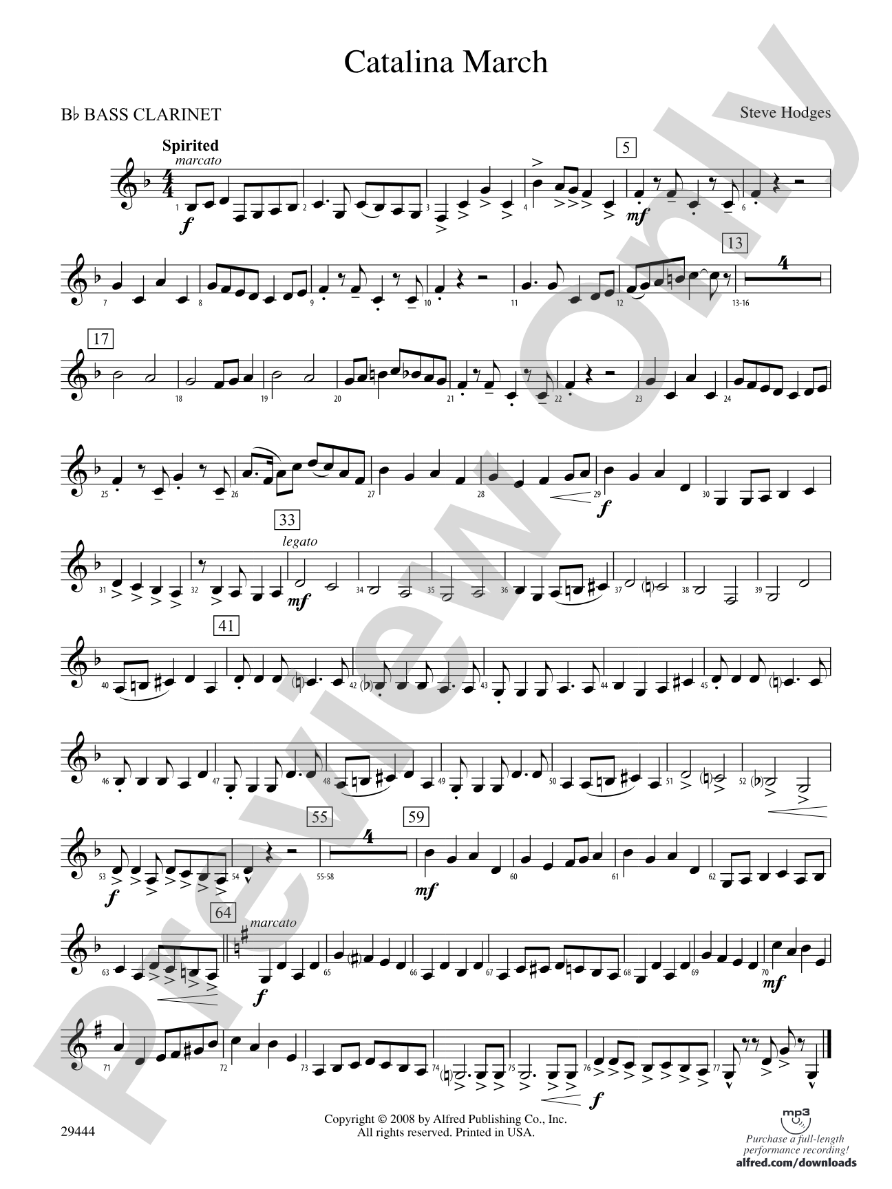 Catalina March: B-flat Bass Clarinet