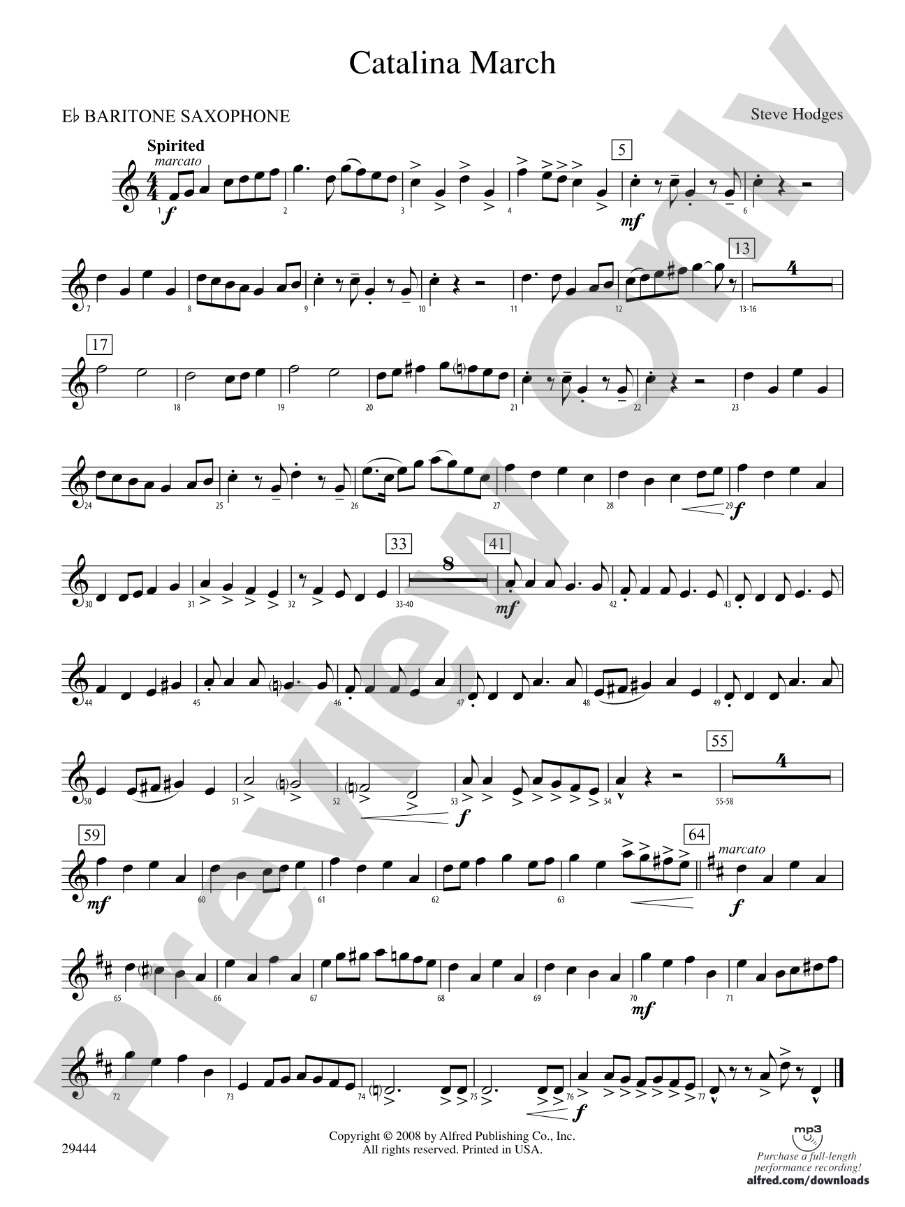 Catalina March: E-flat Baritone Saxophone
