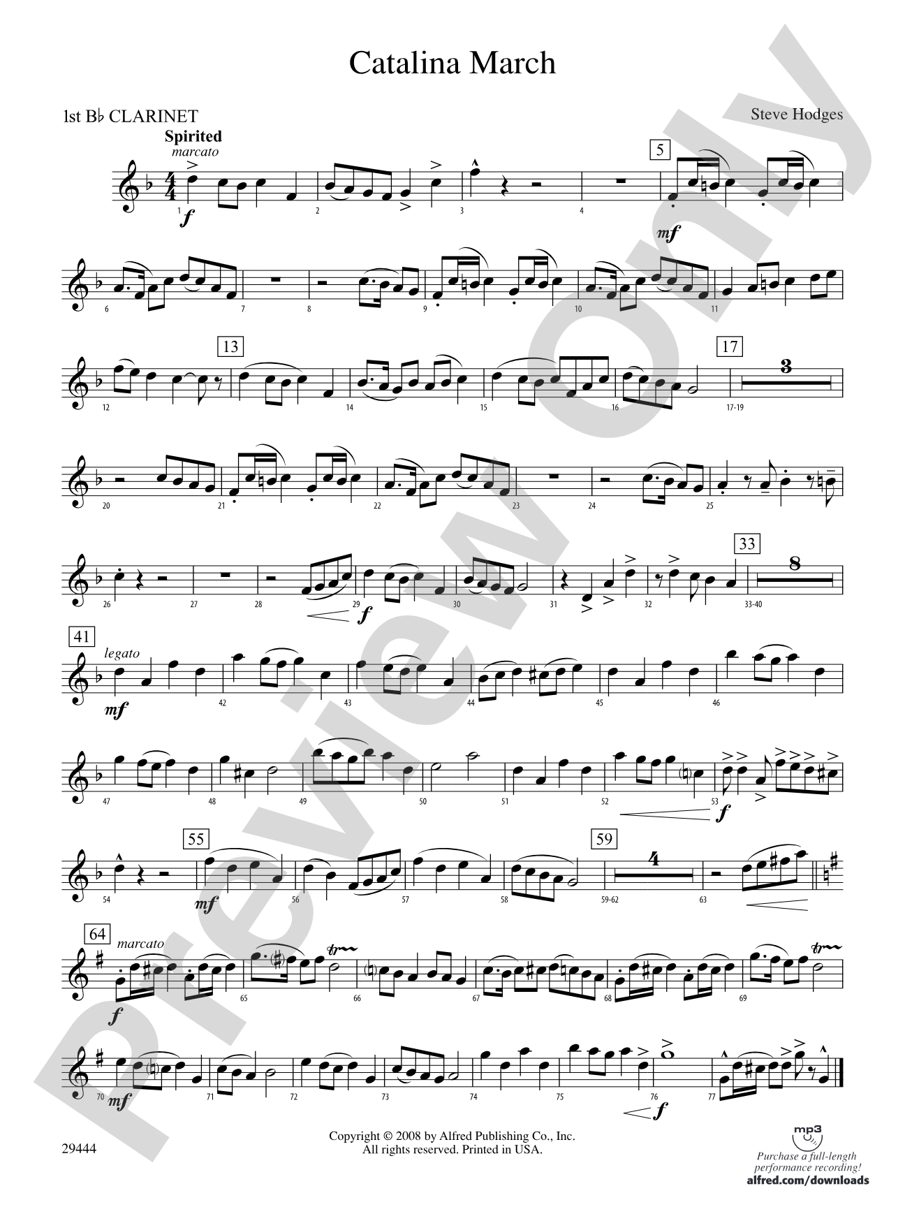 Catalina March: 1st B-flat Clarinet