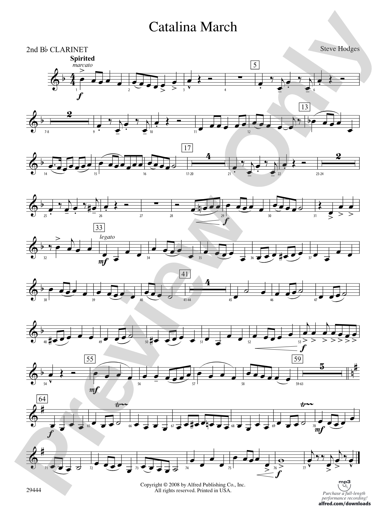 Catalina March: 2nd B-flat Clarinet