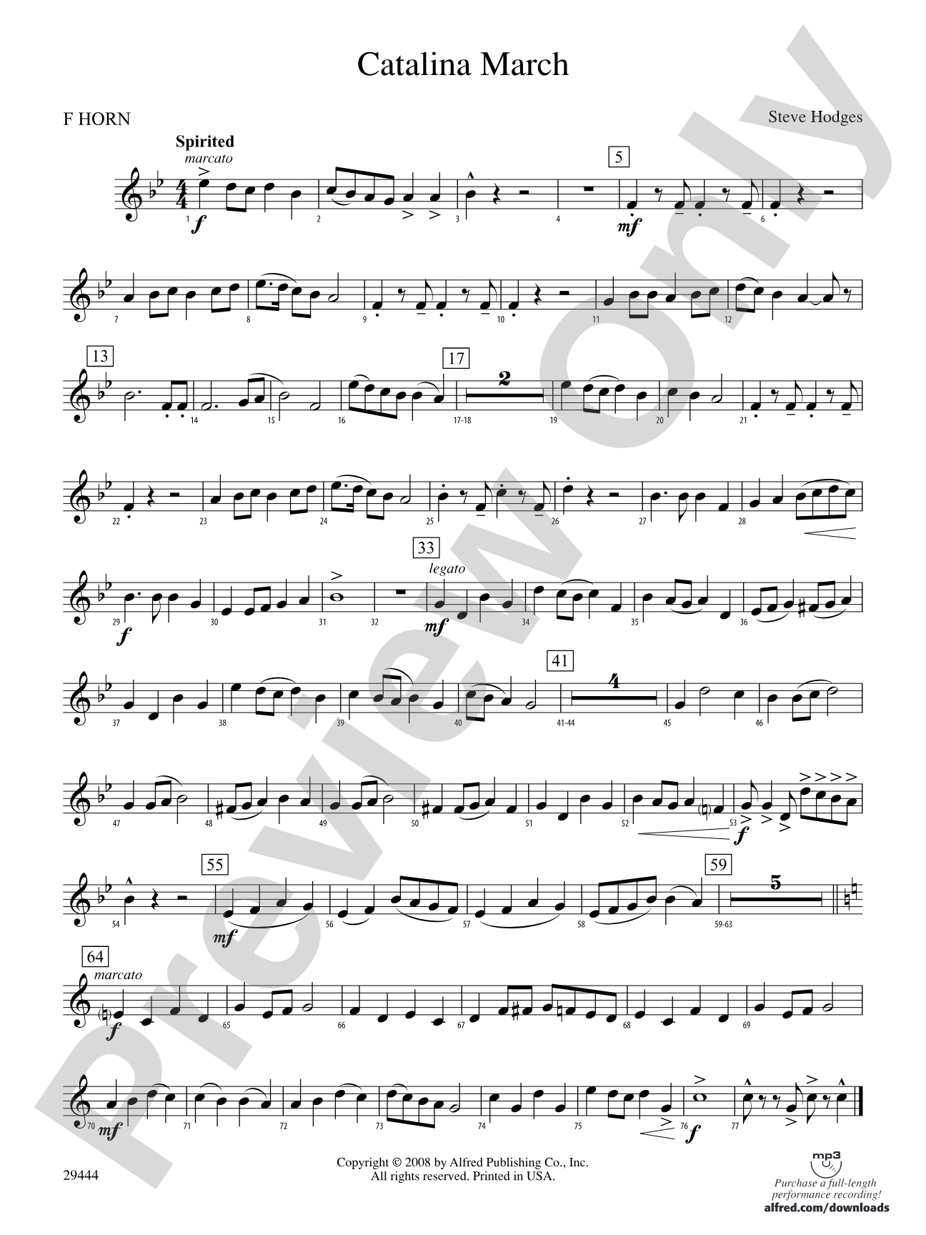 Catalina March: 1st F Horn