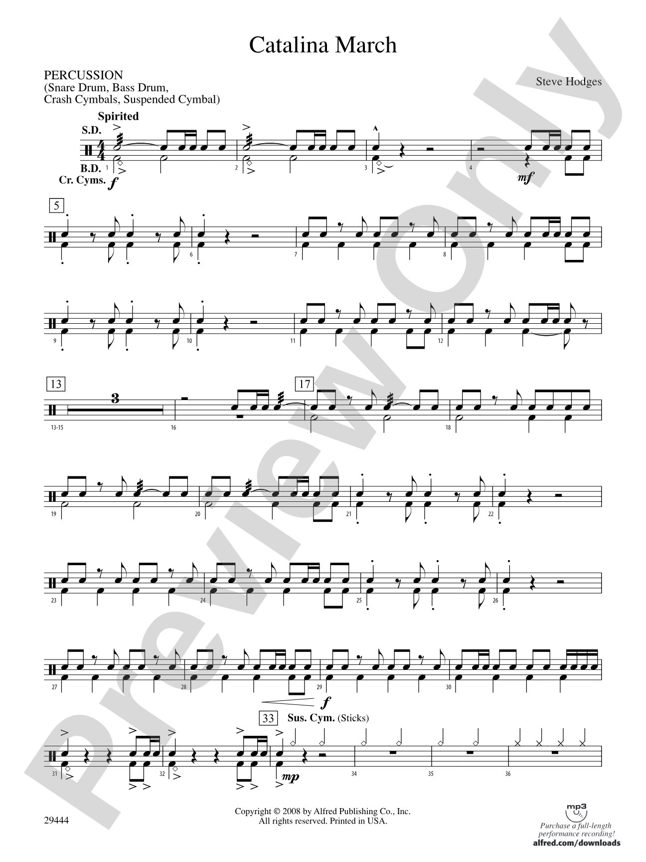 Catalina March: 1st Percussion