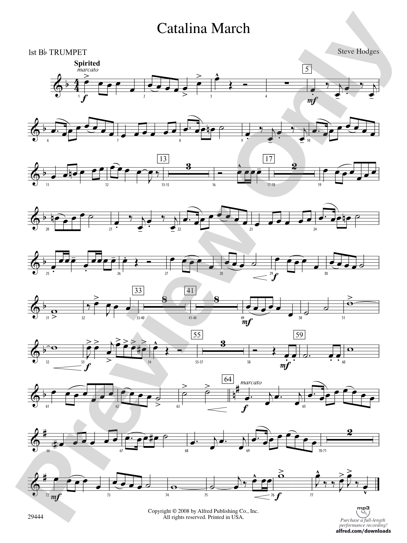 Catalina March: 1st B-flat Trumpet