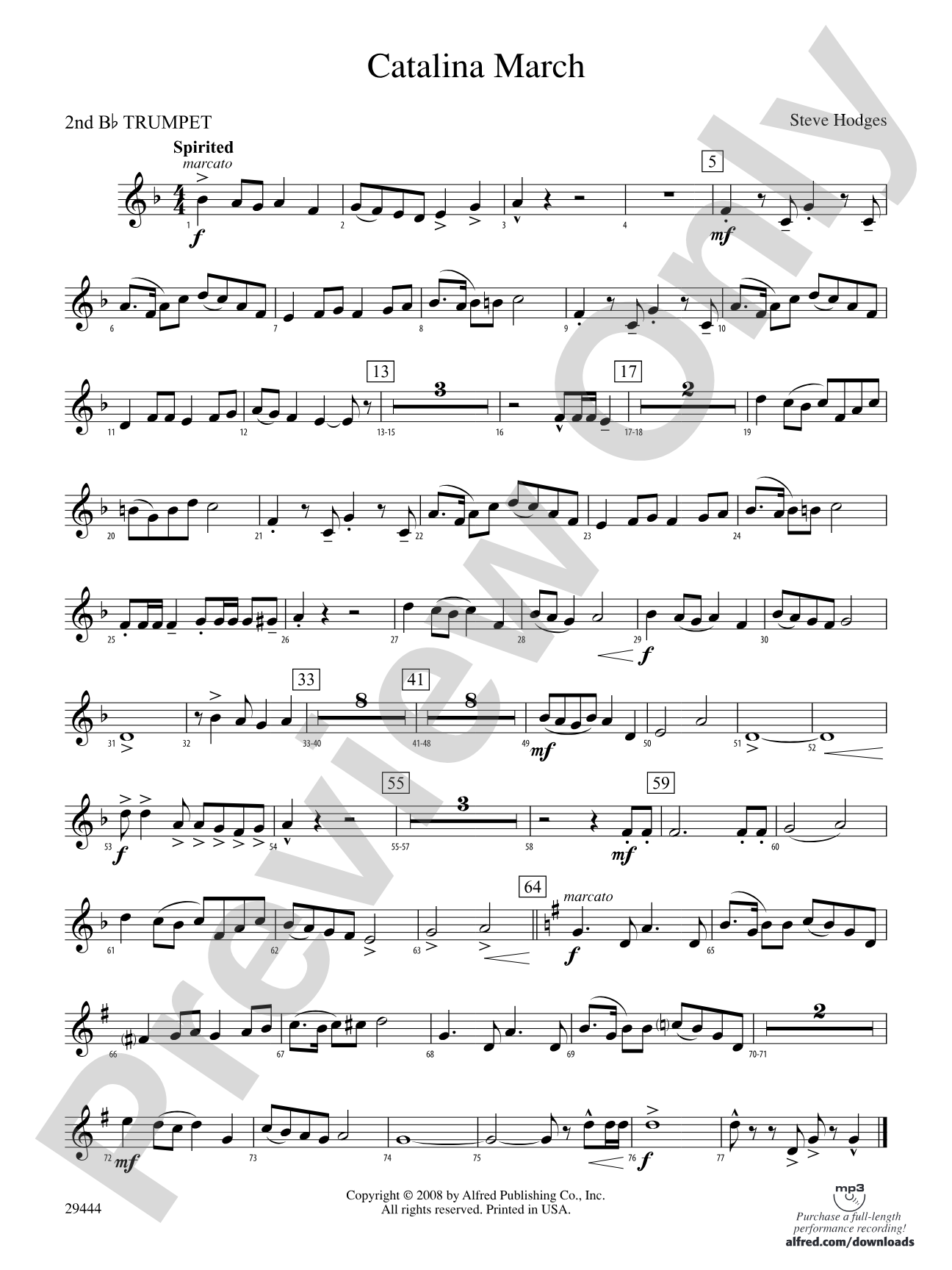 Catalina March: 2nd B-flat Trumpet
