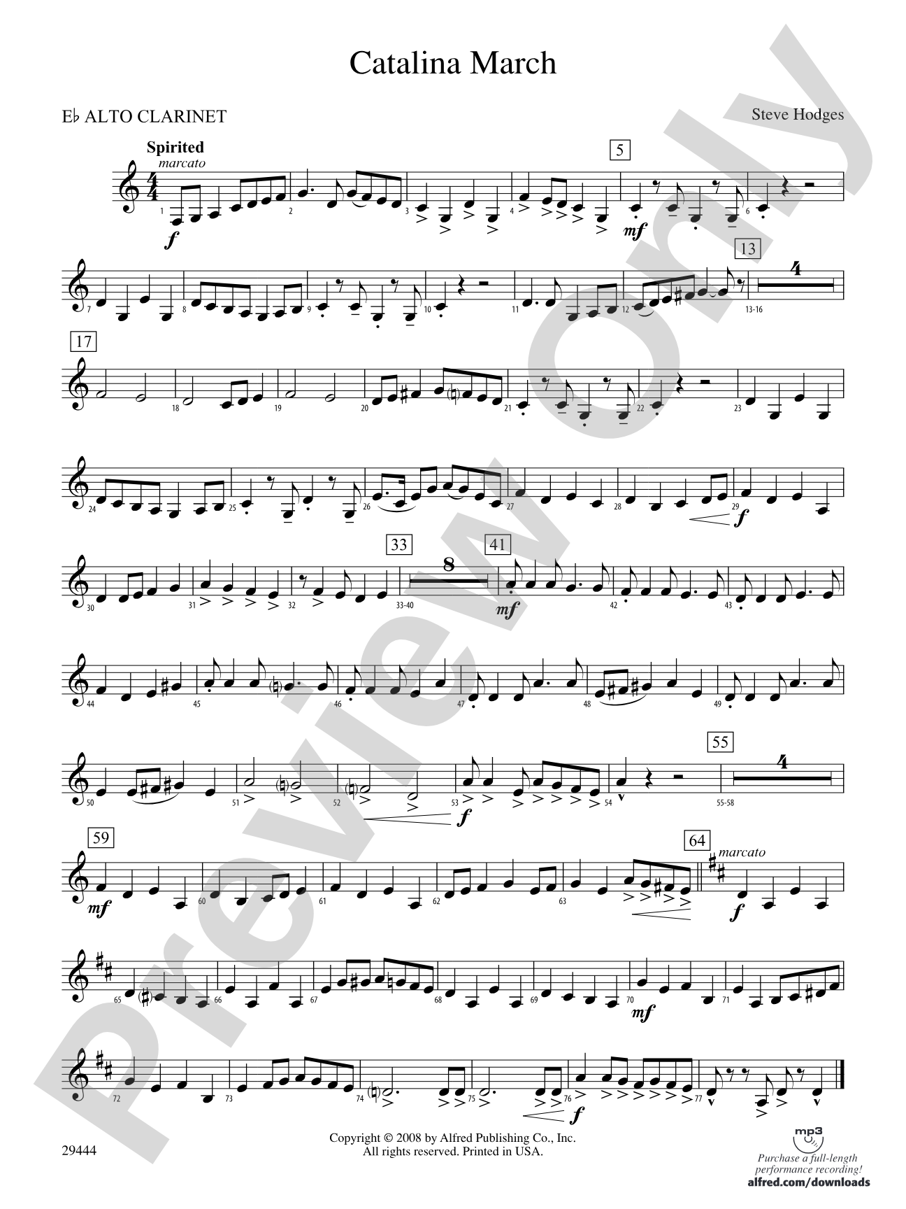 Catalina March: (wp) E-flat Alto Clarinet