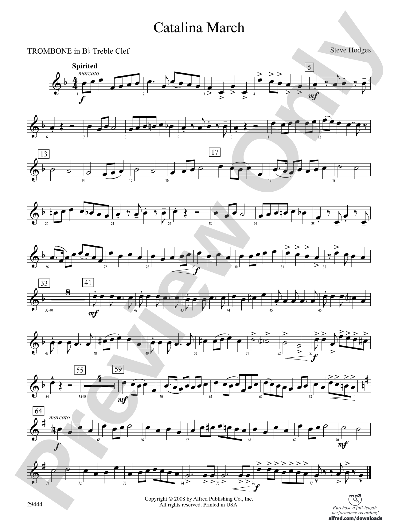 Catalina March: (wp) 1st B-flat Trombone T.C.
