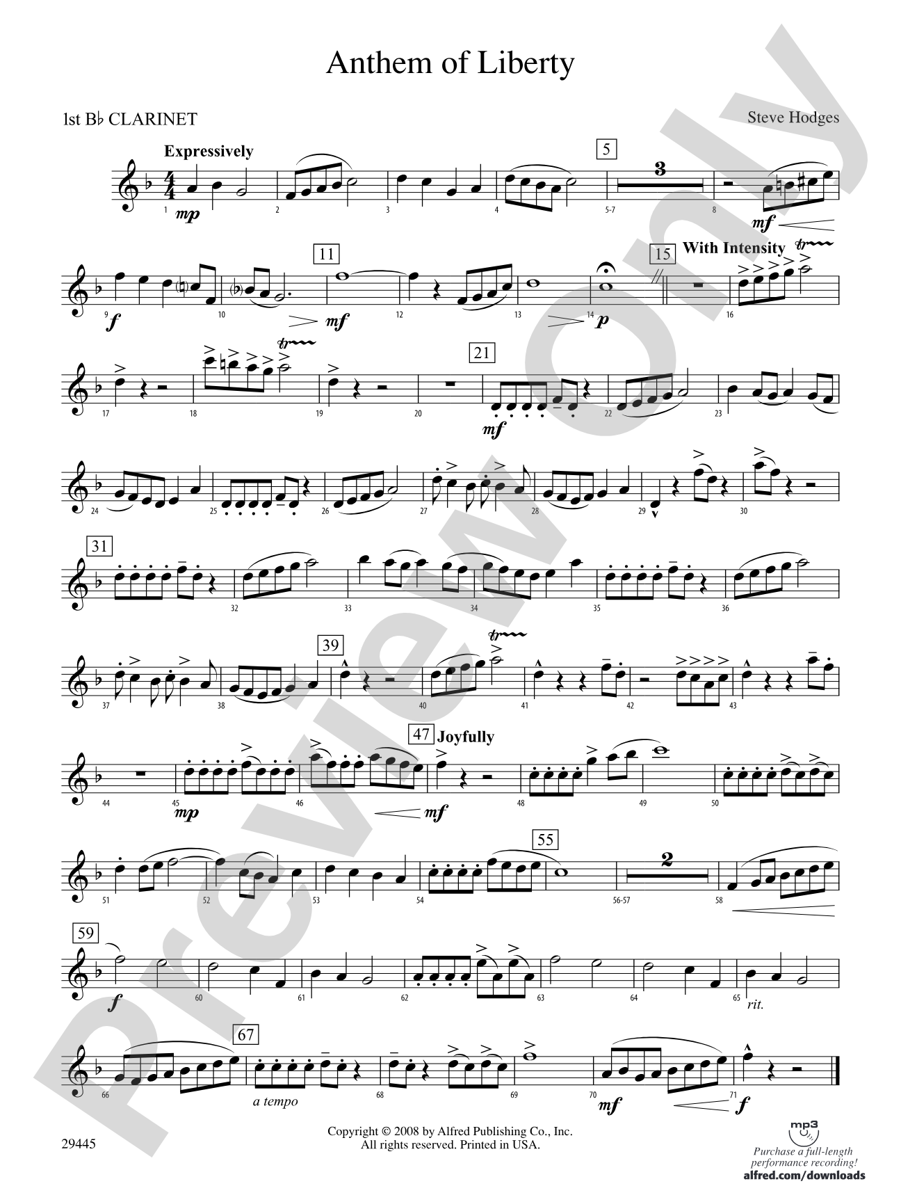 Anthem of Liberty: 1st B-flat Clarinet