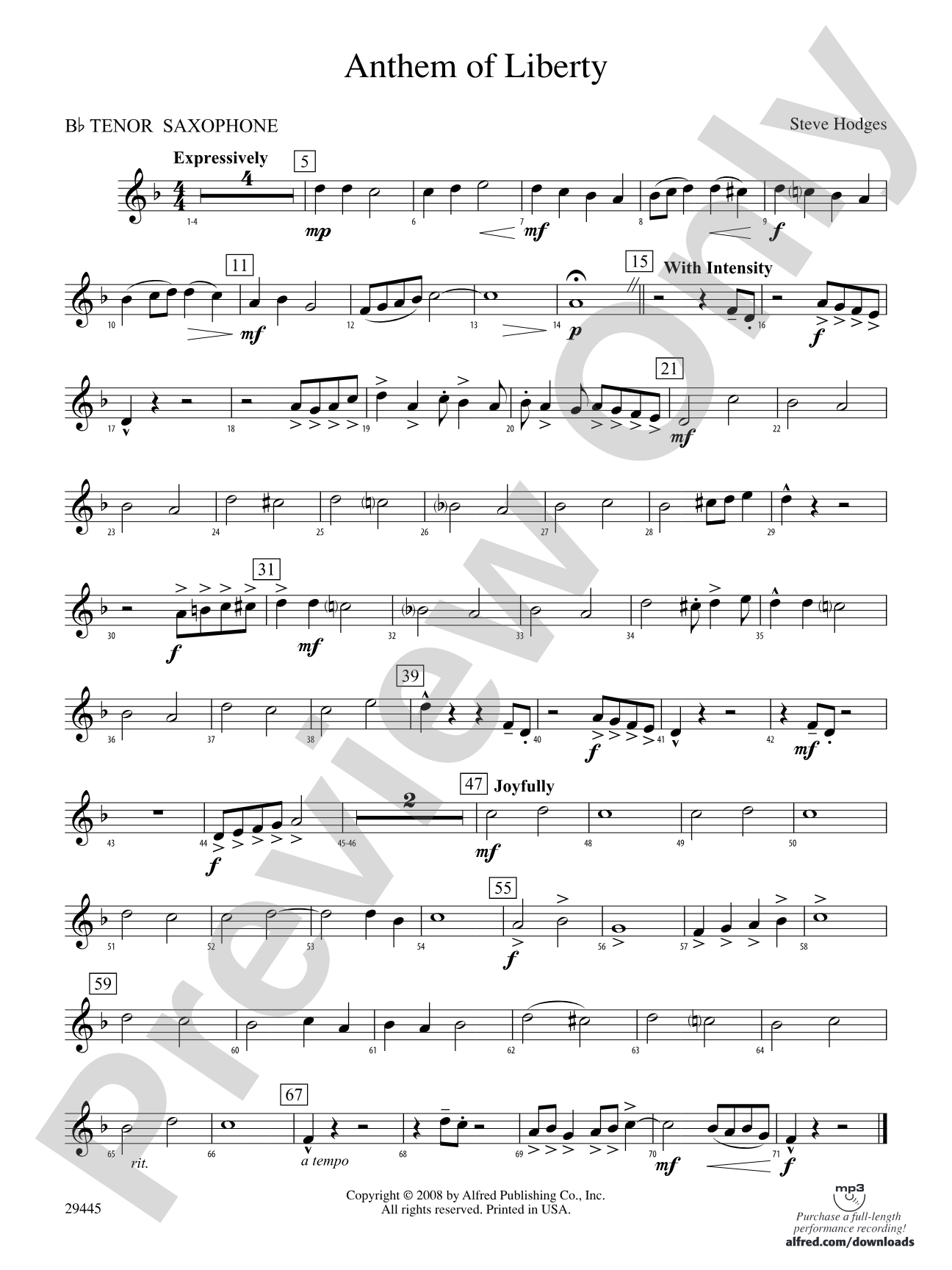 Anthem of Liberty: B-flat Tenor Saxophone