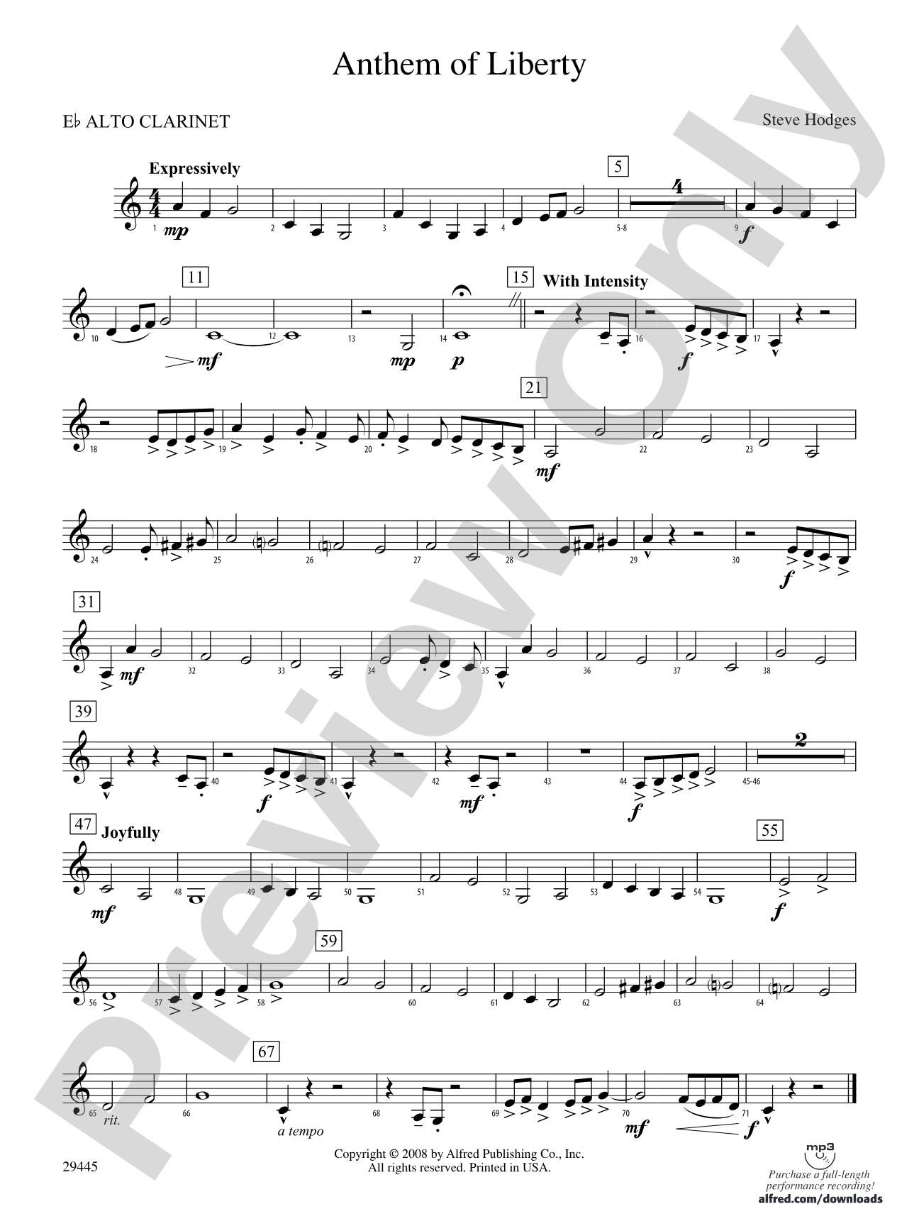 Anthem of Liberty: (wp) E-flat Alto Clarinet