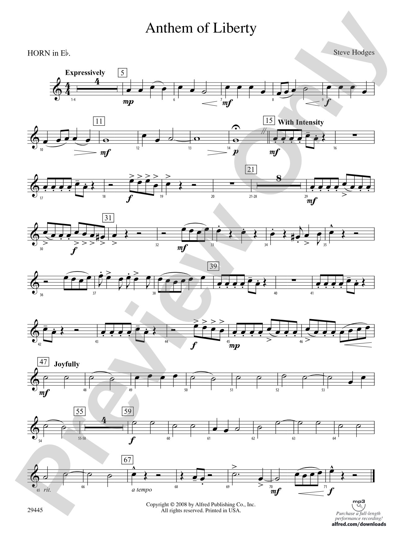 Anthem of Liberty: (wp) 1st Horn in E-flat