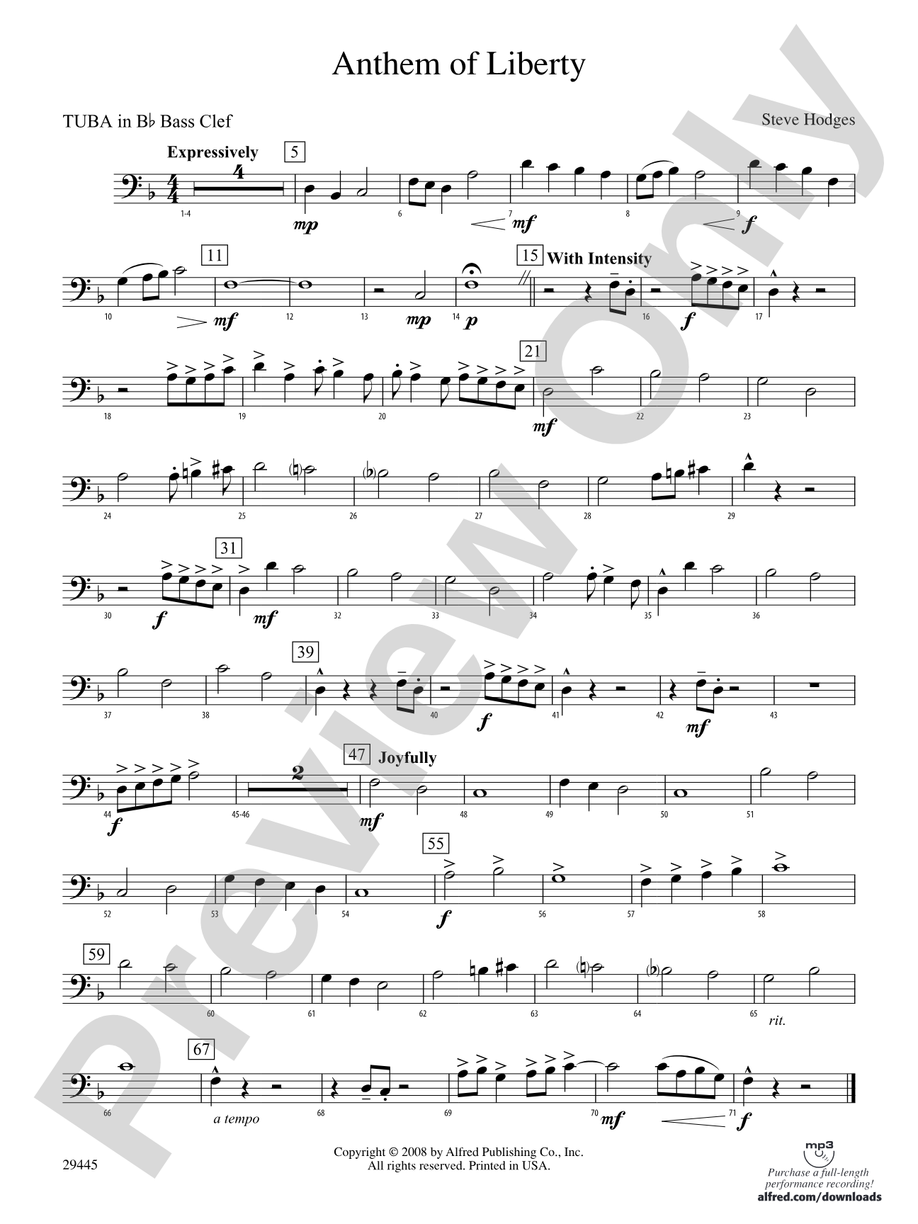 Anthem of Liberty: (wp) B-flat Tuba B.C.