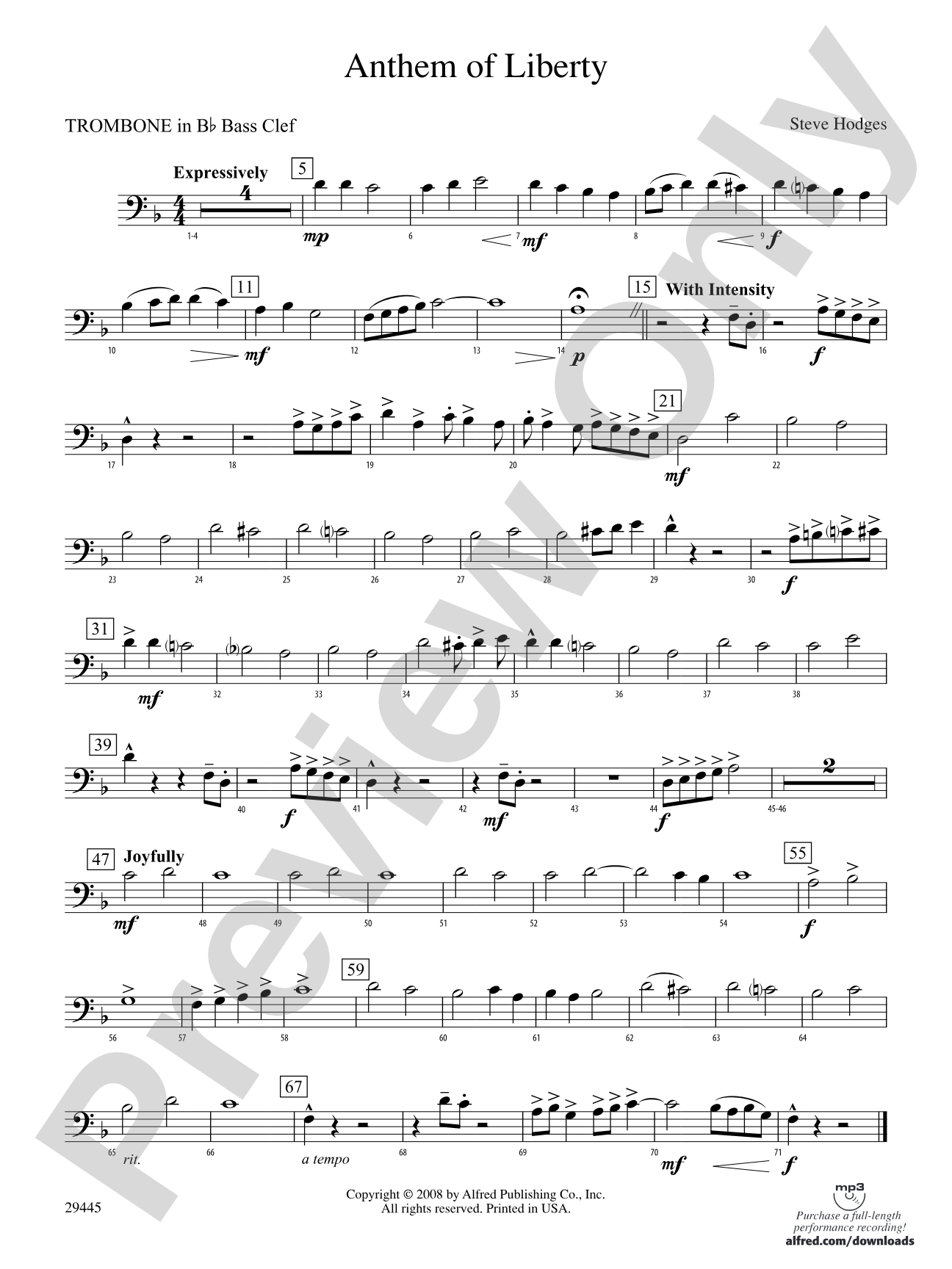 Anthem of Liberty: (wp) 1st B-flat Trombone B.C.