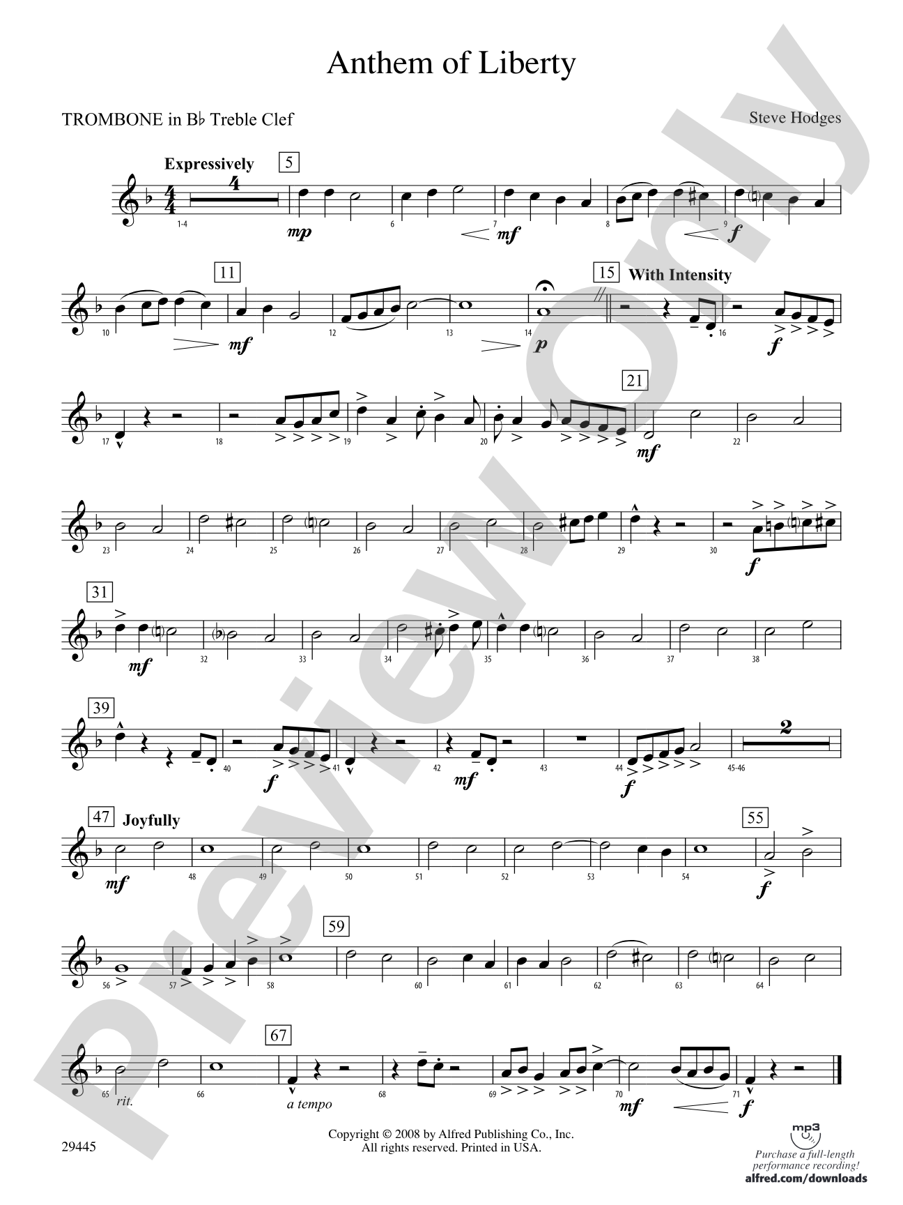 Anthem of Liberty: (wp) 1st B-flat Trombone T.C.