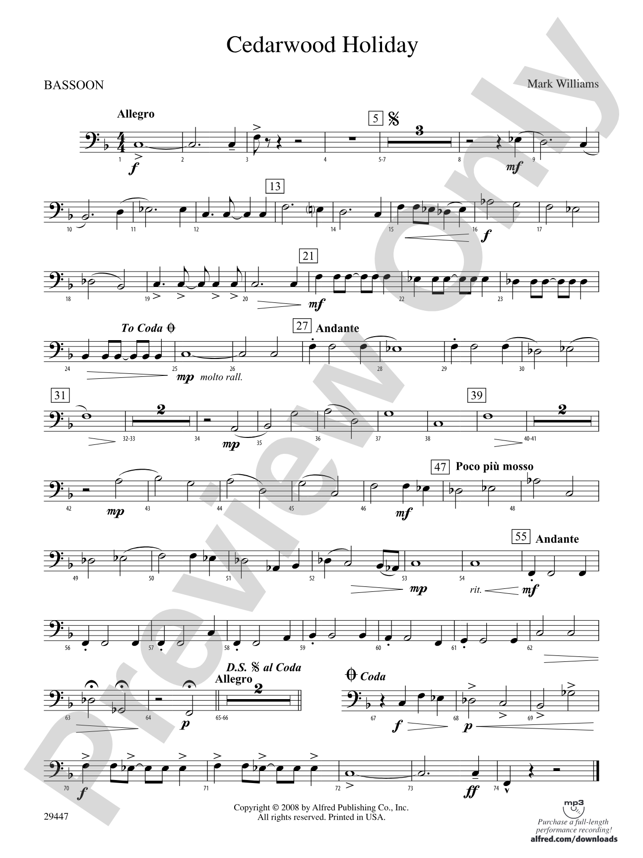Cedarwood Holiday: Bassoon