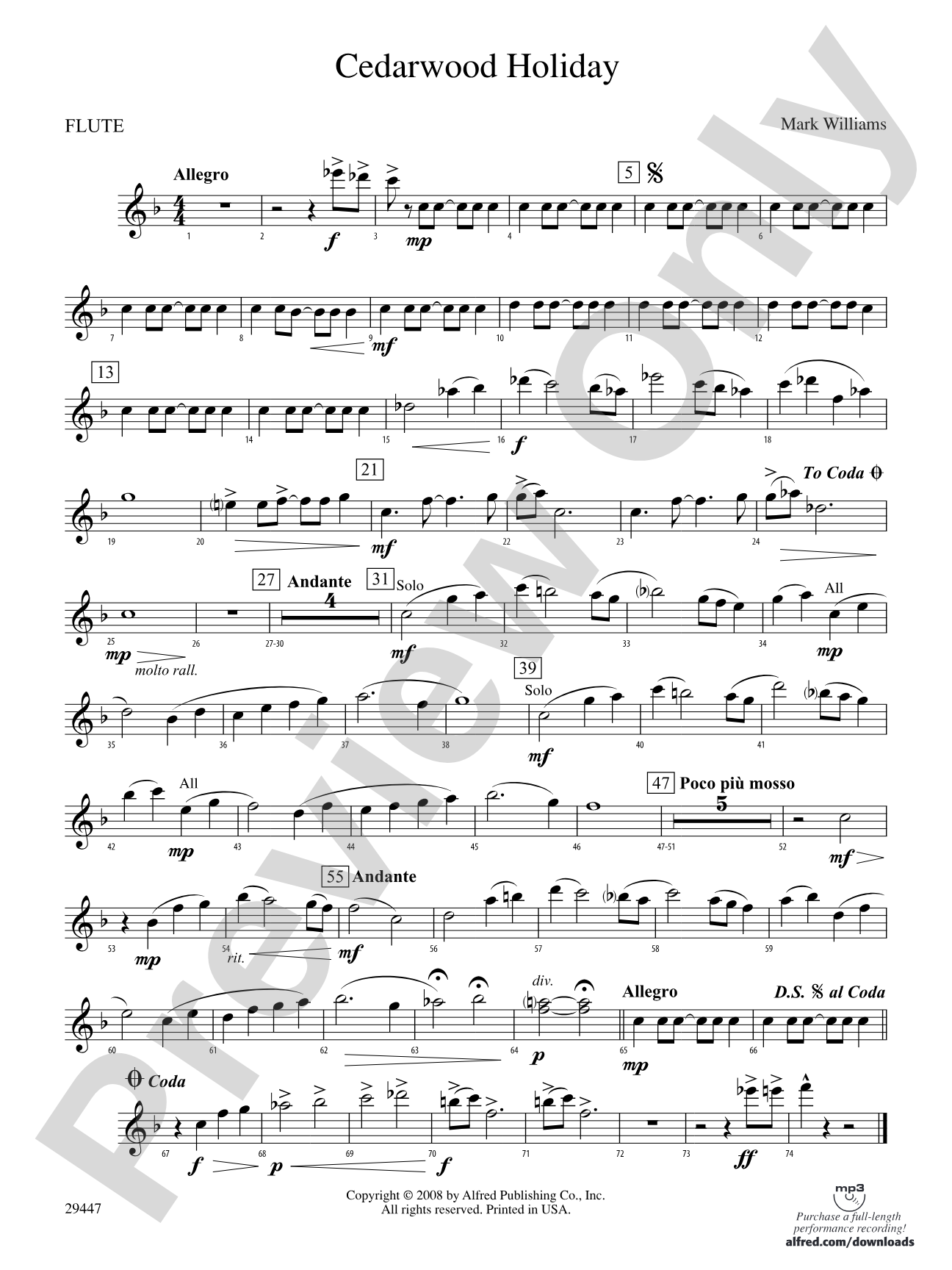 Cedarwood Holiday: Flute