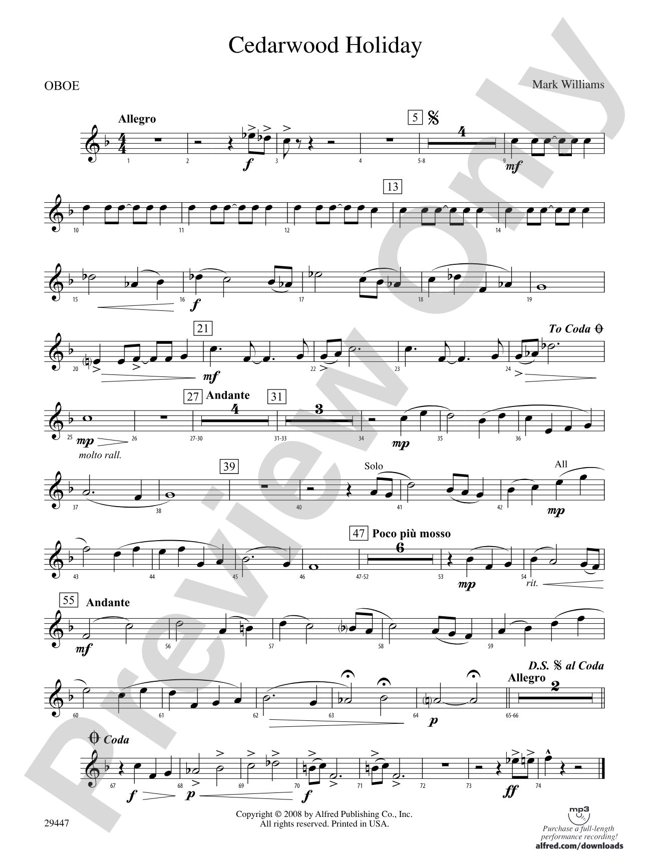 Cedarwood Holiday: Oboe